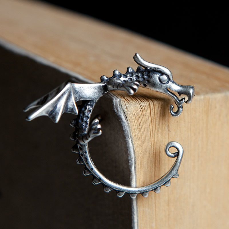 Jewelry Dragon Retro Earrings One Pairs Chrome Jewelry Size ONE SIZE - 1 Thumbnail