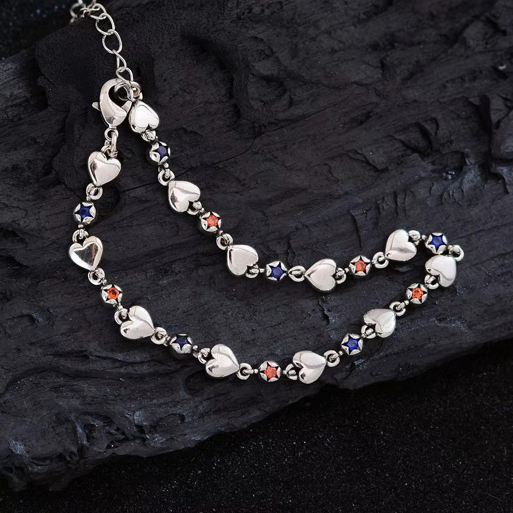 Jewelry Love Heart Shiny Colorful Crystal Star Charm Bracelet Size ONE SIZE - 1 Thumbnail