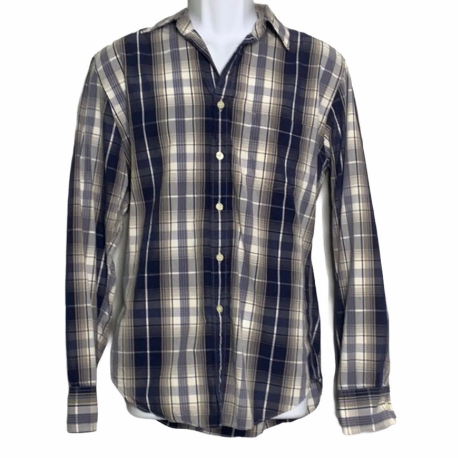 J.Crew J.Crew Tailored Fit Blue Plaid Button Down Work Shirt Medium Size US M / EU 48-50 / 2 - 1 Thumbnail