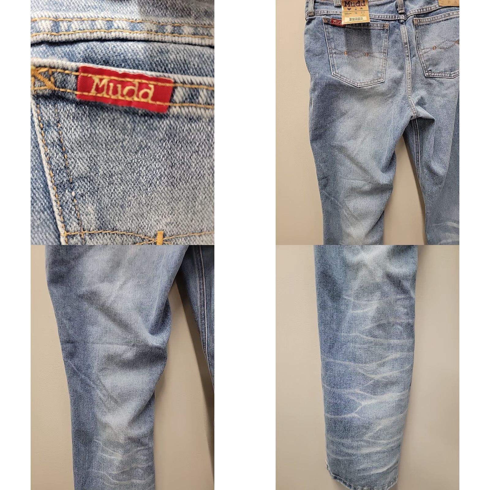 Vintage VINTAGE Mudd Jeans Flared Denim 5-Pocket Low Rise 13 Womens Blue Light Wash 31 Inseam Regular Fit Size 24" / US 00 / IT 34 - 9 Thumbnail