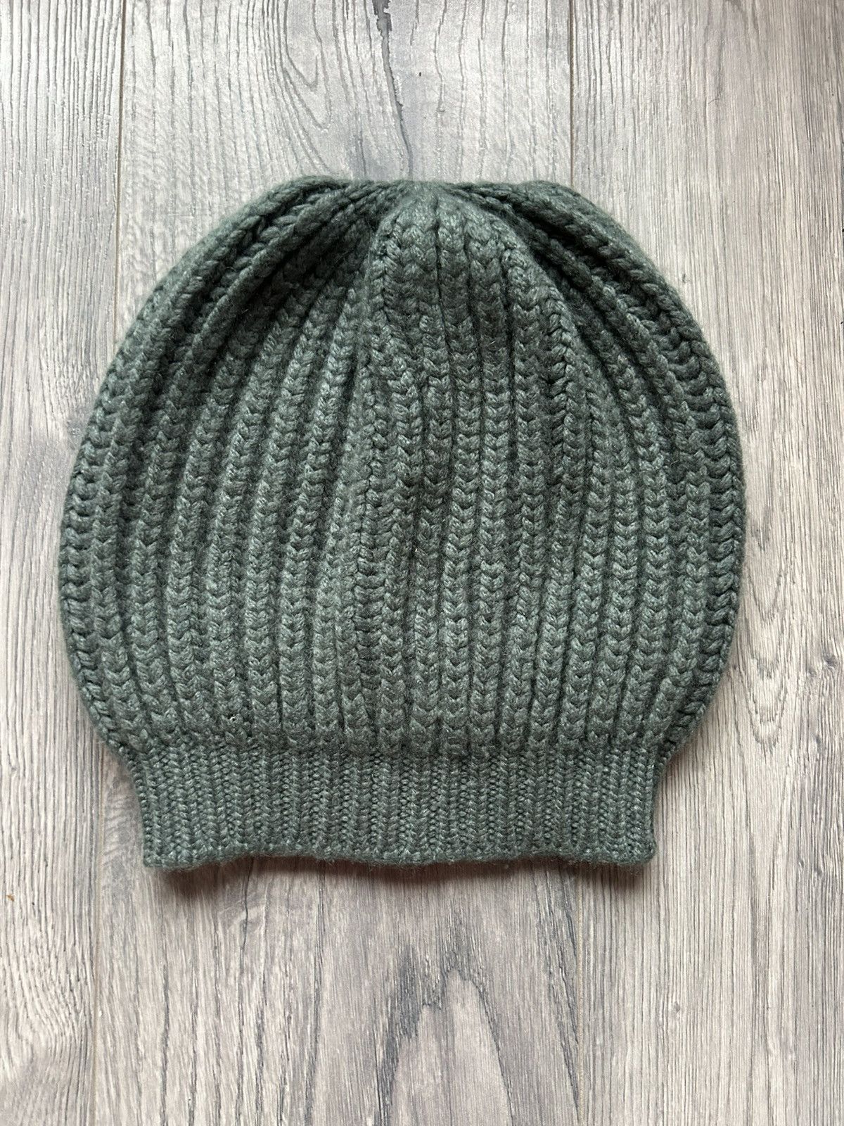 Brunello Cucinelli 100% Cashmere Ribbed Knit Beanie in Green - Size M Size ONE SIZE - 2 Thumbnail