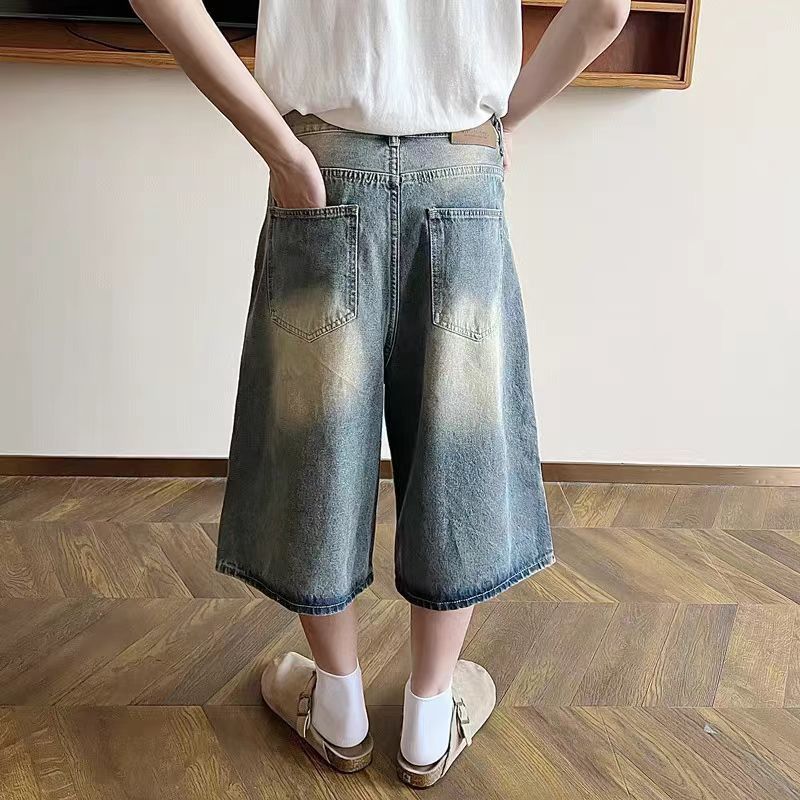 Vintage Washed Street Hip Hop Skater Loose Fit Denim Shorts Size US 32 / EU 48 - 2 Thumbnail