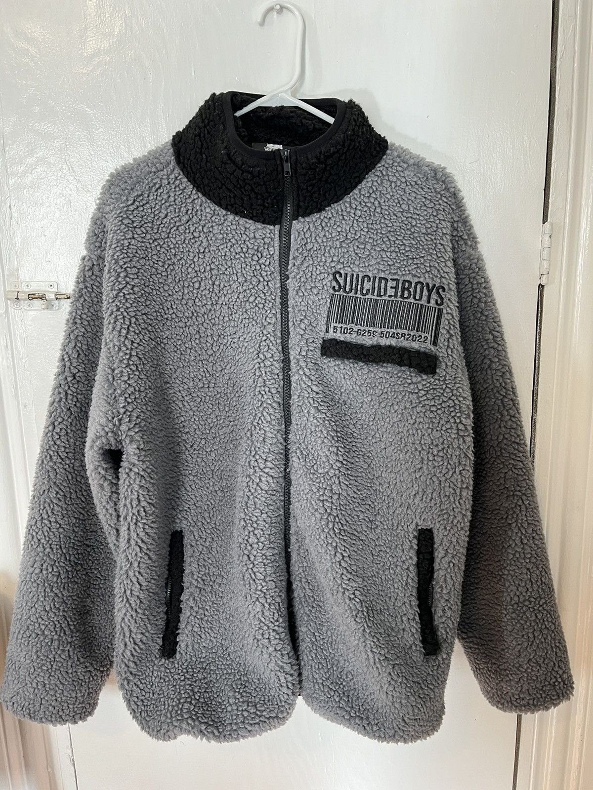 image of G59 Records x Pouya Uicideboy Merch Suicideboys Wool Barcode Coat/jacket in Grey, Men's (Size Large