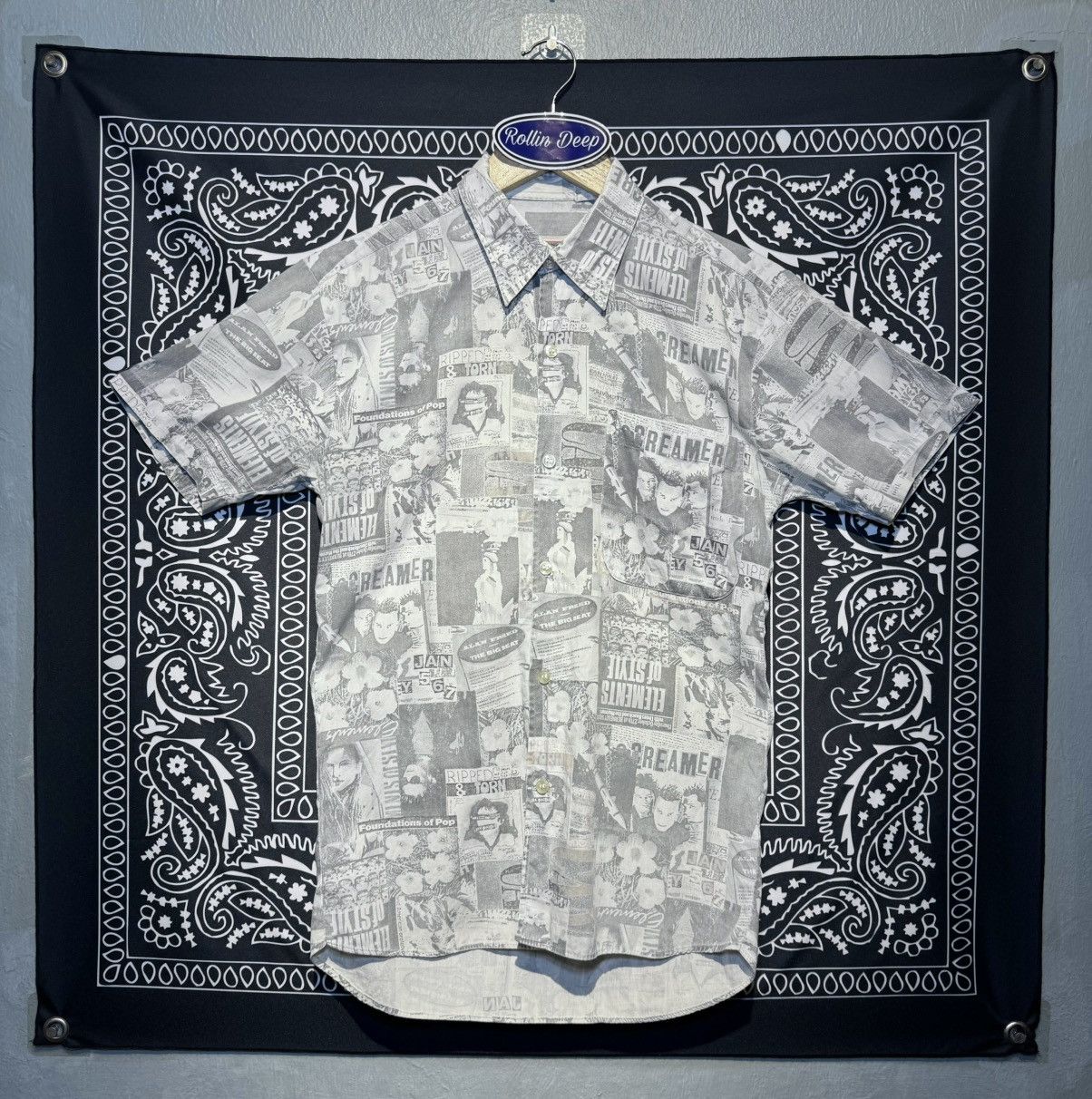 Vtg ClassicJha Button Up Shirt Over Print