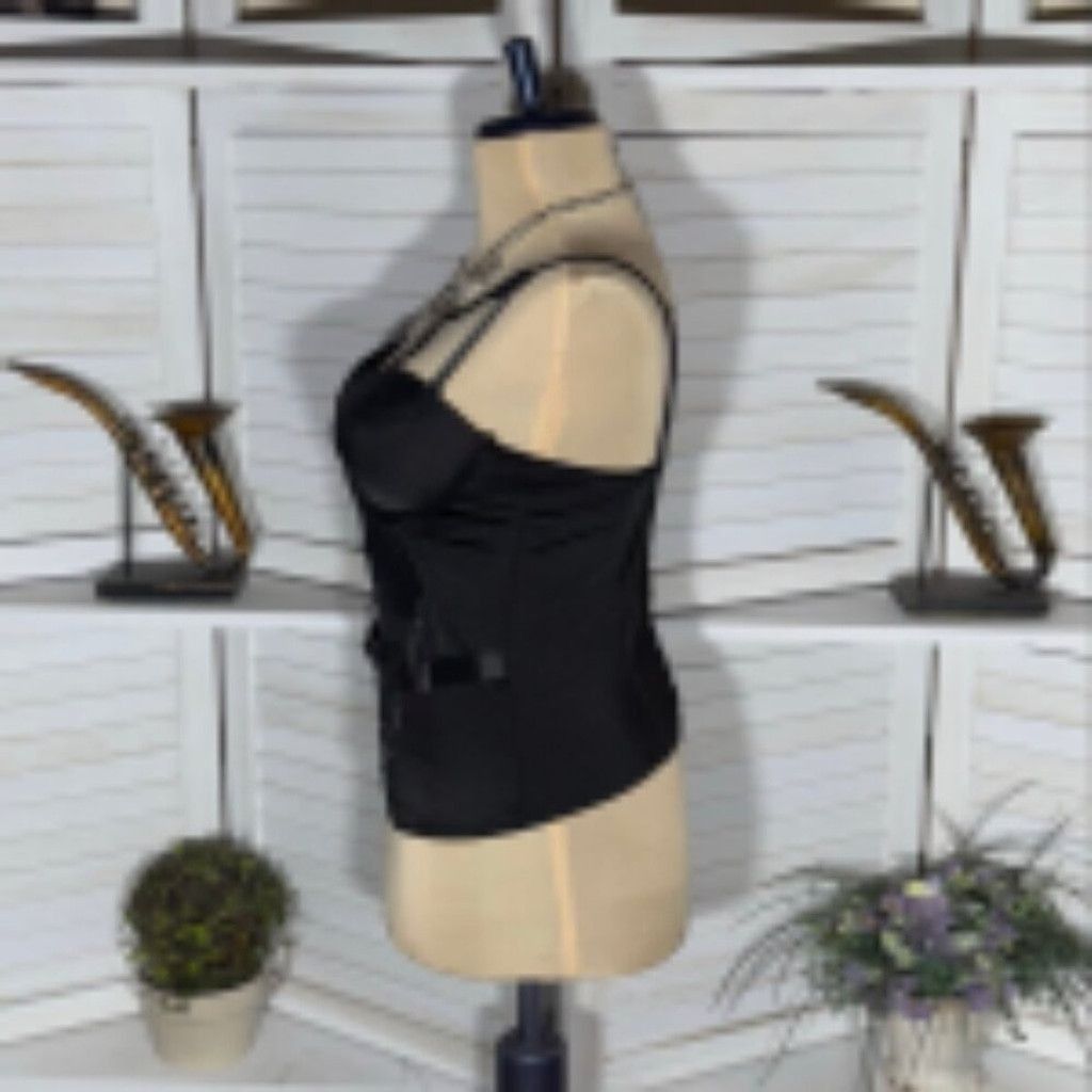 Vintage Buckle Corset Mesh Top Gothic Style Body-Hugging Black L Size L / US 10 / IT 46 - 5 Thumbnail