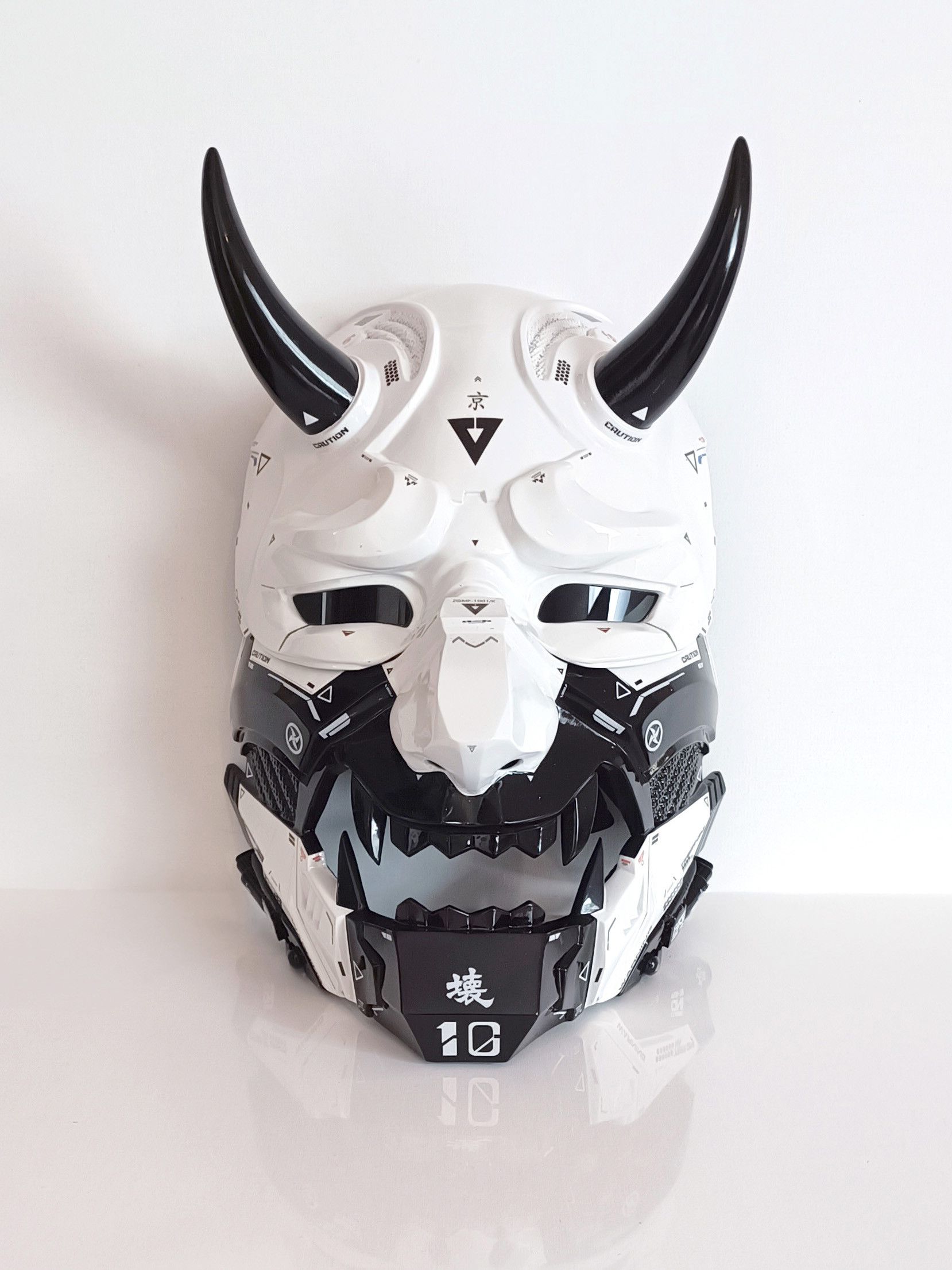 image of Cyber Oni Mask [ 鬼 ] Limited Art Piece Headgear 10 in Black/White, Men's