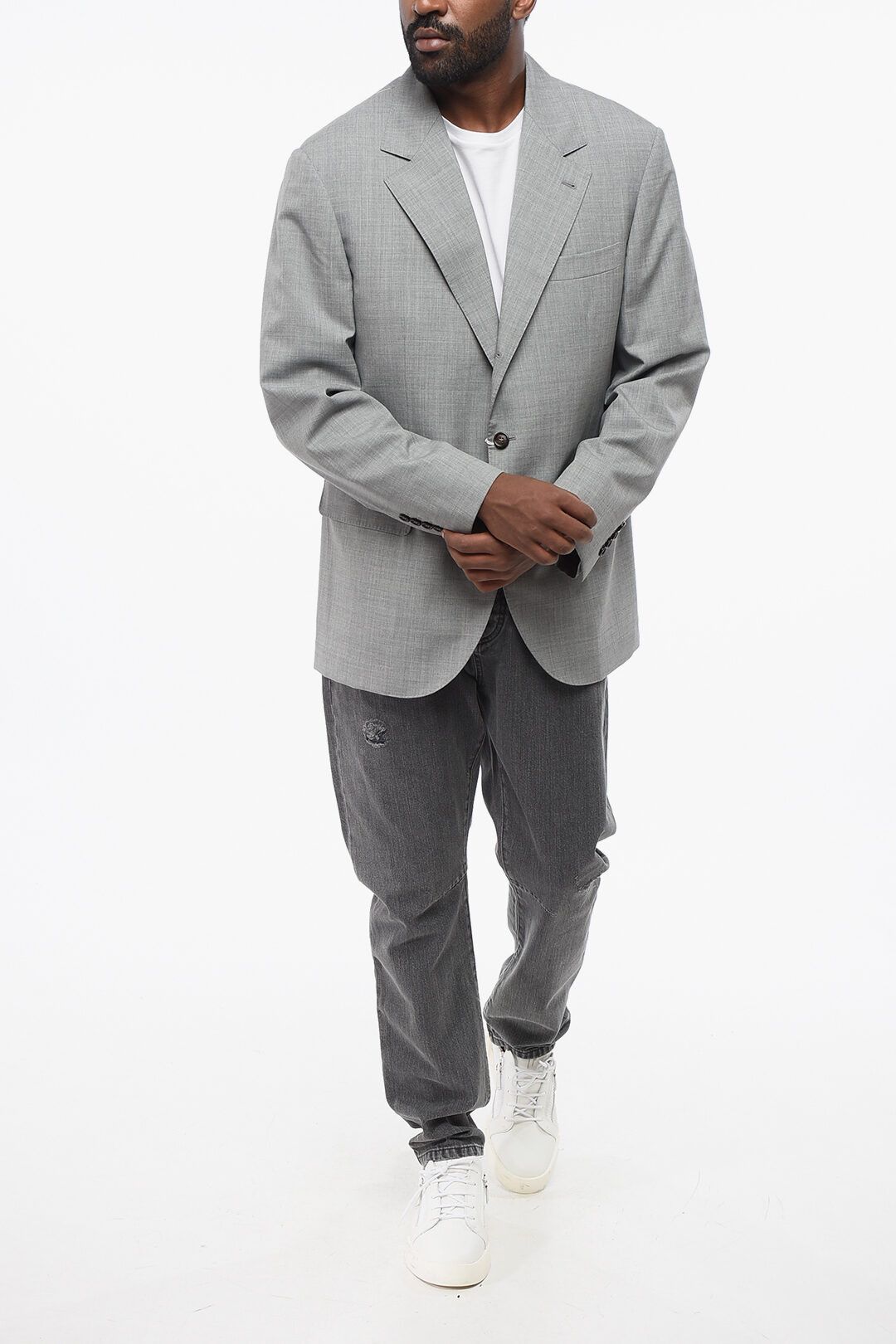 Brunello Cucinelli og1mm0725 Virgin Wool Half-lined Blazer in Grey Size US XL / EU 56 / 4 - 4 Thumbnail