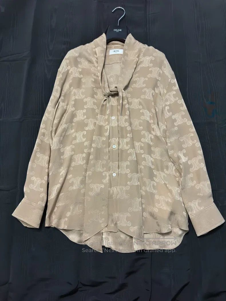 Celine CELINE Printed Silk Ribbon Women's Shirt Size XL / US 12-14 / IT 48-50 - 1 Thumbnail