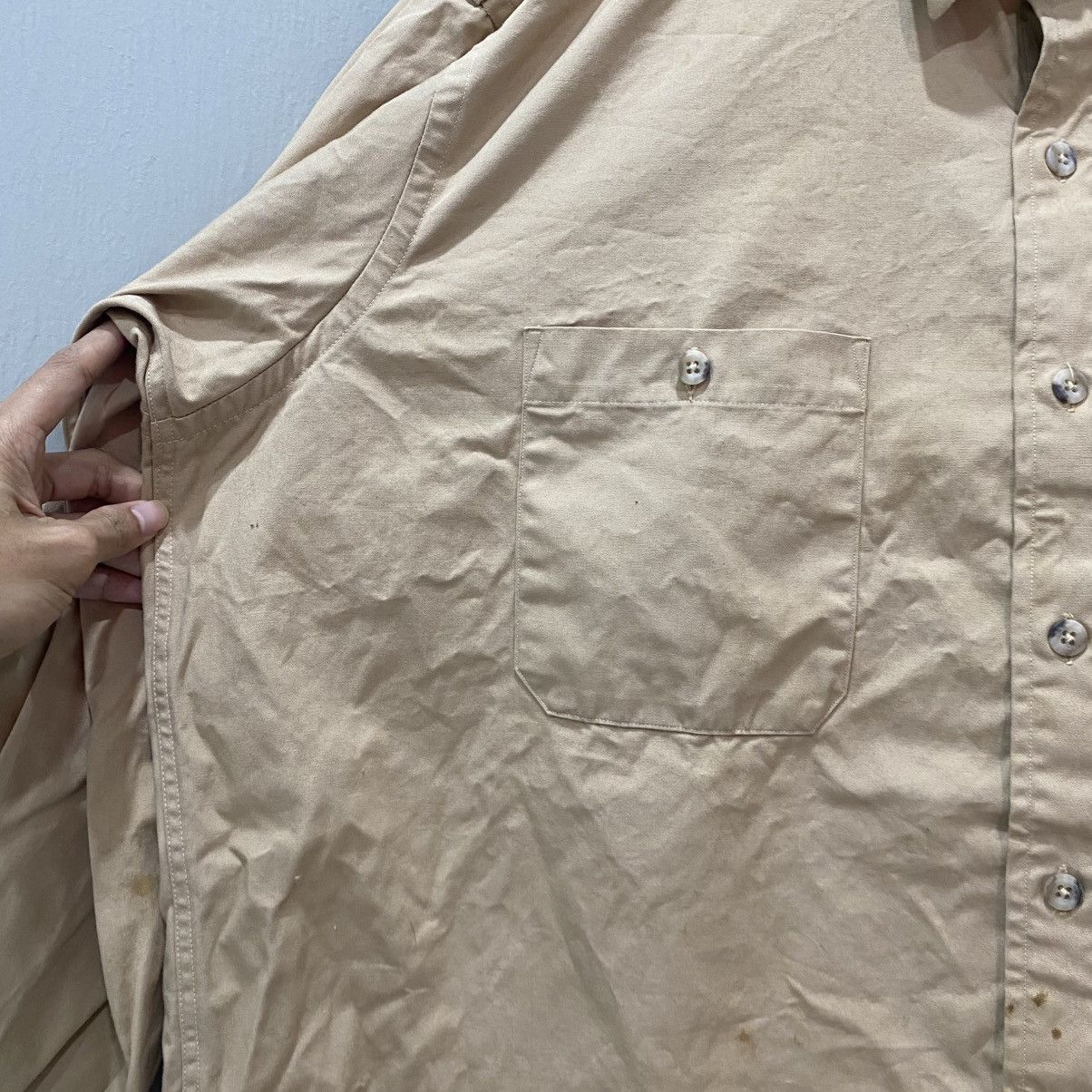 Burberry Vintage Burberrys Khaki Military Safari Work Shirt Epaulets Size US XL / EU 56 / 4 - 7 Thumbnail