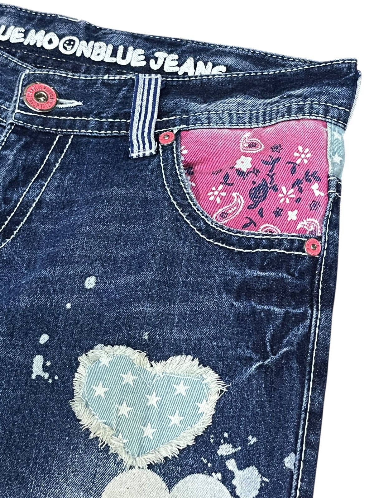 Blue Blue Japan ❤️Vintage BMB Paisley Smiley Kapital Spell-out Daicock Style Size 31" - 6 Thumbnail