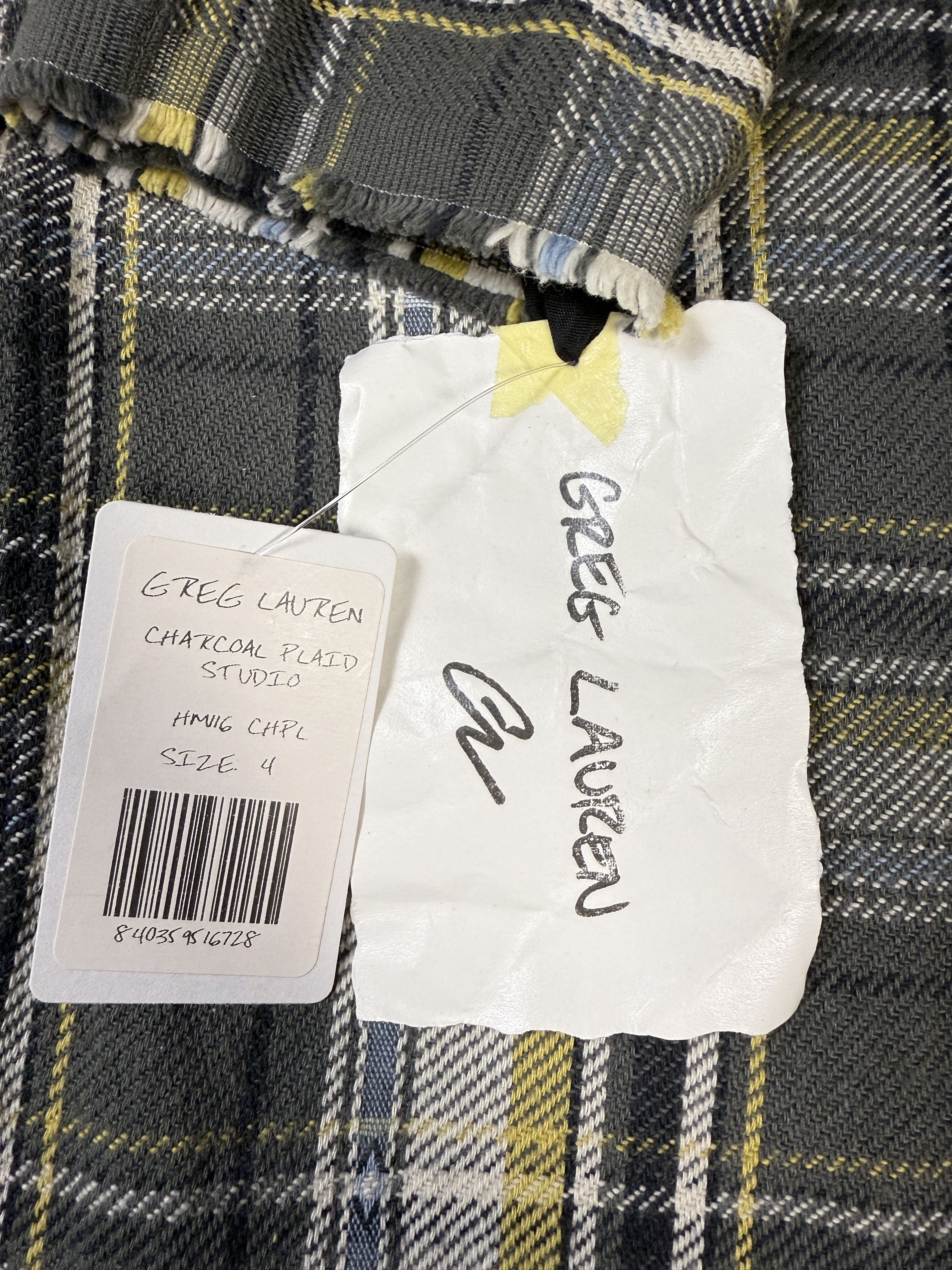 Greg Lauren $850 Greg Lauren Charcoal Plaid Studio Shirt Size US XL / EU 56 / 4 - 12 Thumbnail