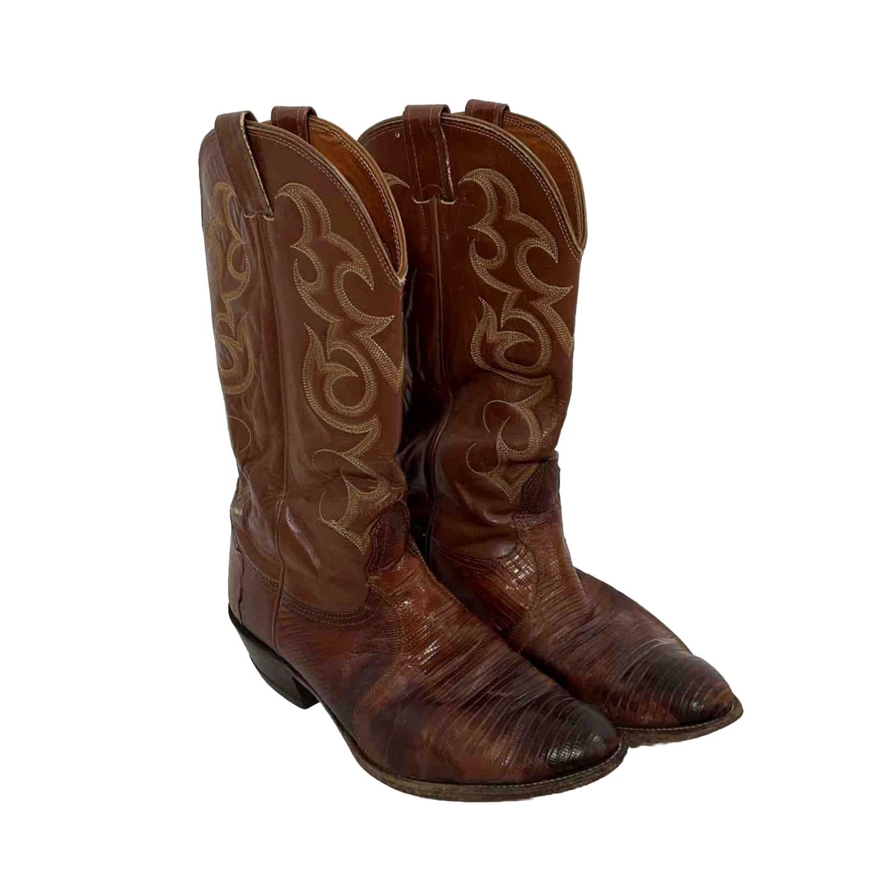 Vintage VINTAGE Nocona Boots Cowboy Boots Western Boots Ladies Brown Alligator Python 7278 10D Women Leather Shaft 12" Heel 2" Pointed Toe Size US 10 / IT 40 - 2 Thumbnail