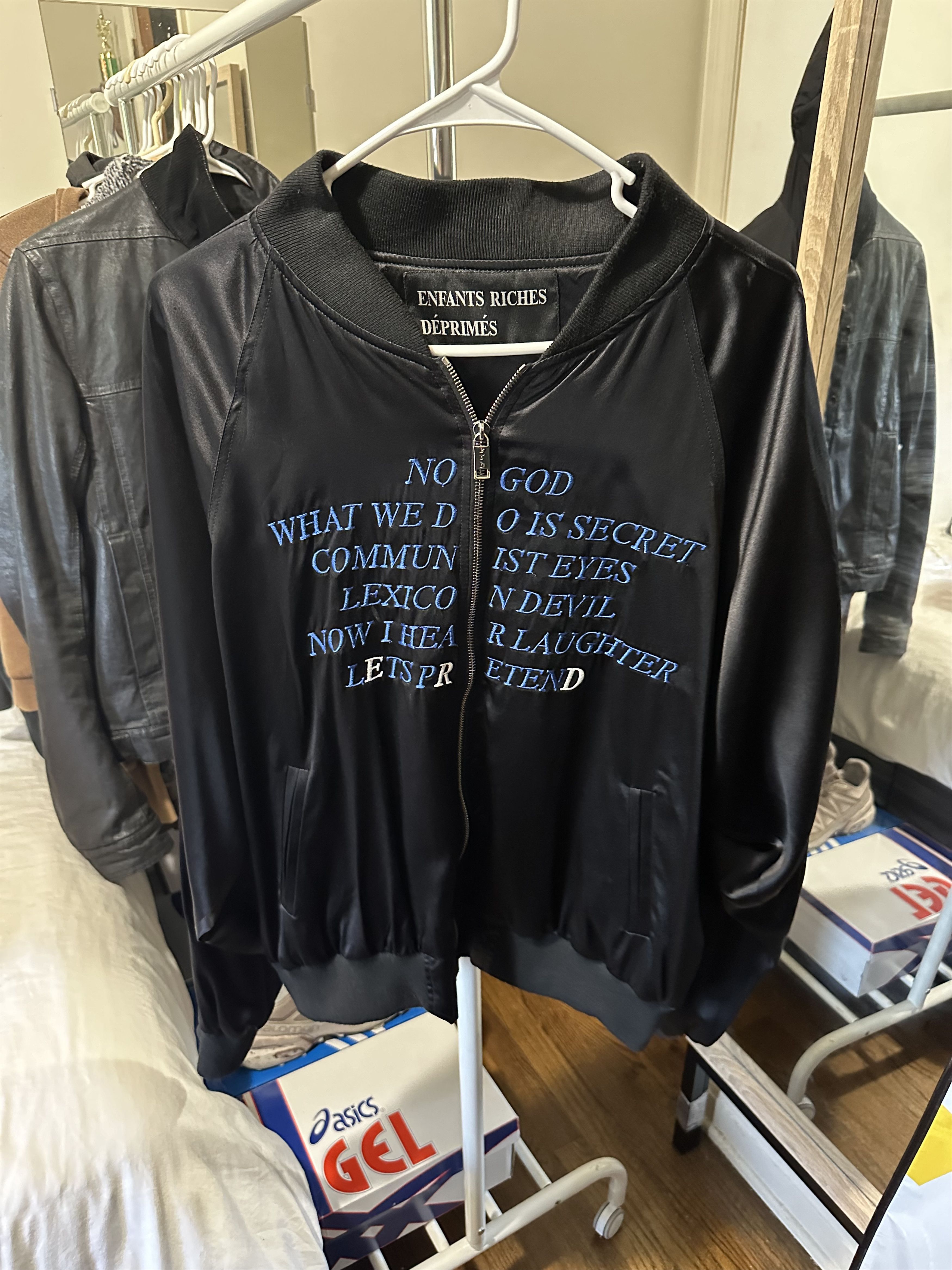 image of Enfants Riches Deprimes NWT S/s 2017 Erd Silk Embroidered Bomber in Black, Men's (Size XL)