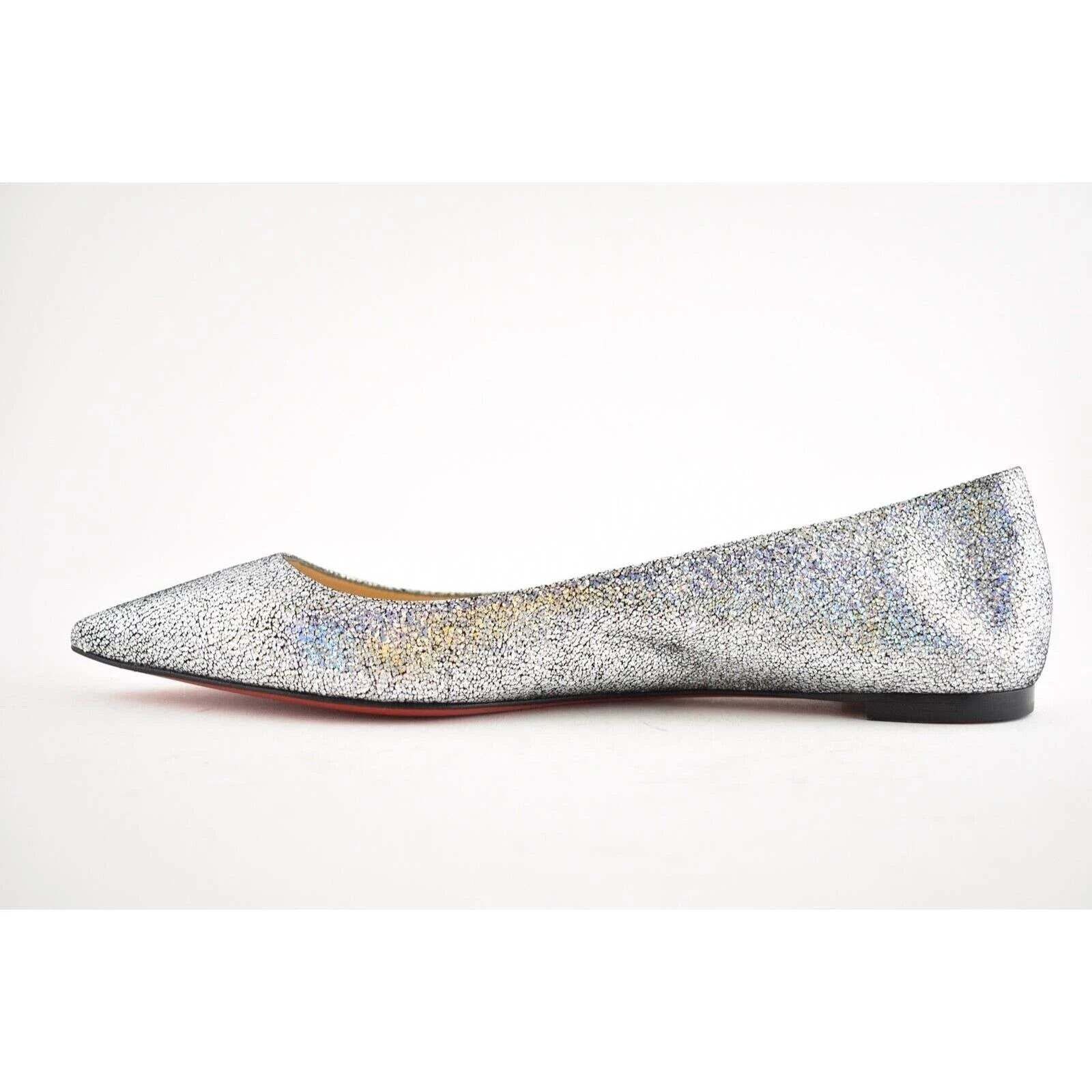 Christian Louboutin Christian Louboutin Ballalla Silver Mica Glitter Ballerina Size US 7.5 / IT 37.5 - 9 Thumbnail