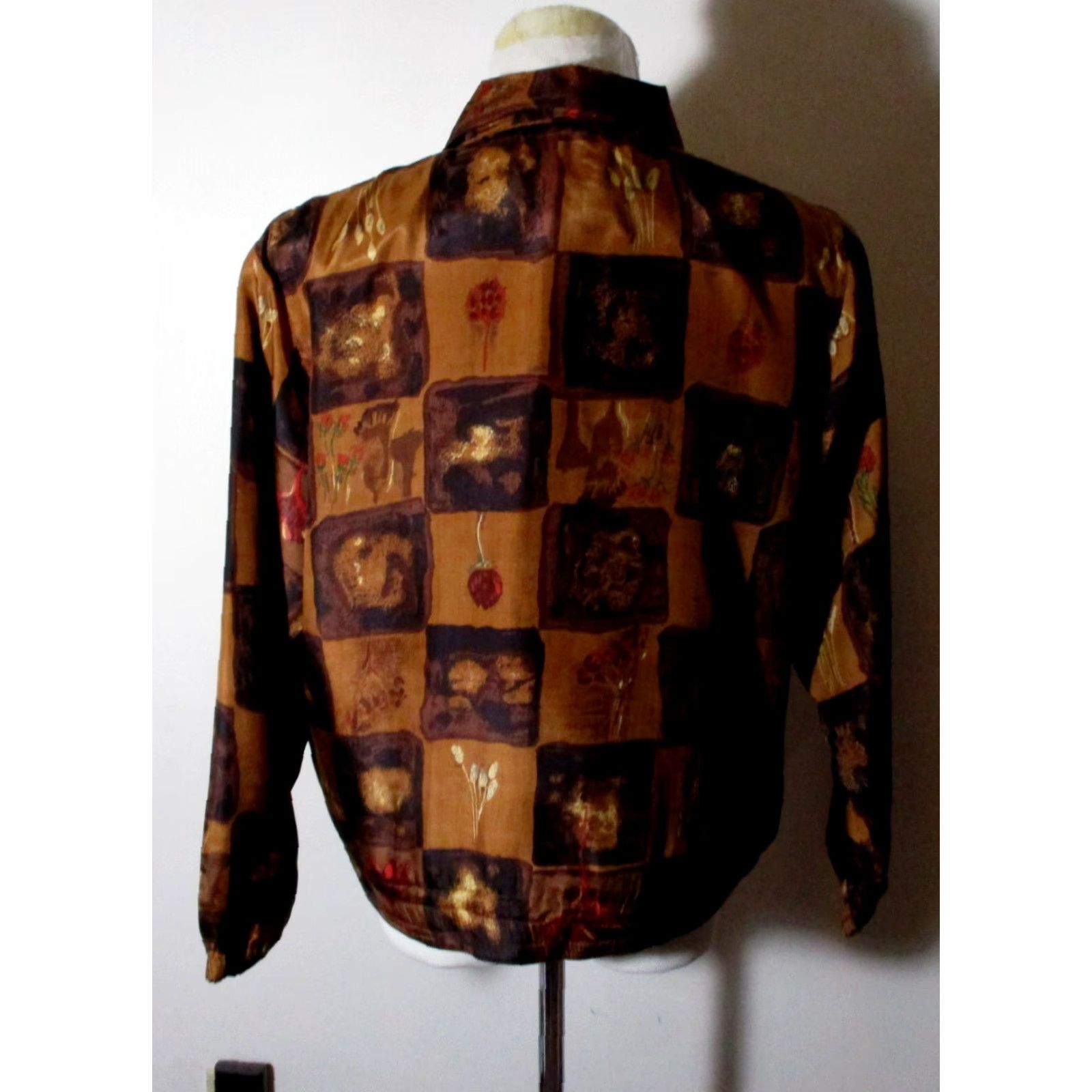 Vintage SILK XPOSURE Brown Full Zip 100% Silk Jacket Size S Petite Womens Size S / US 4 / IT 40 - 5 Thumbnail