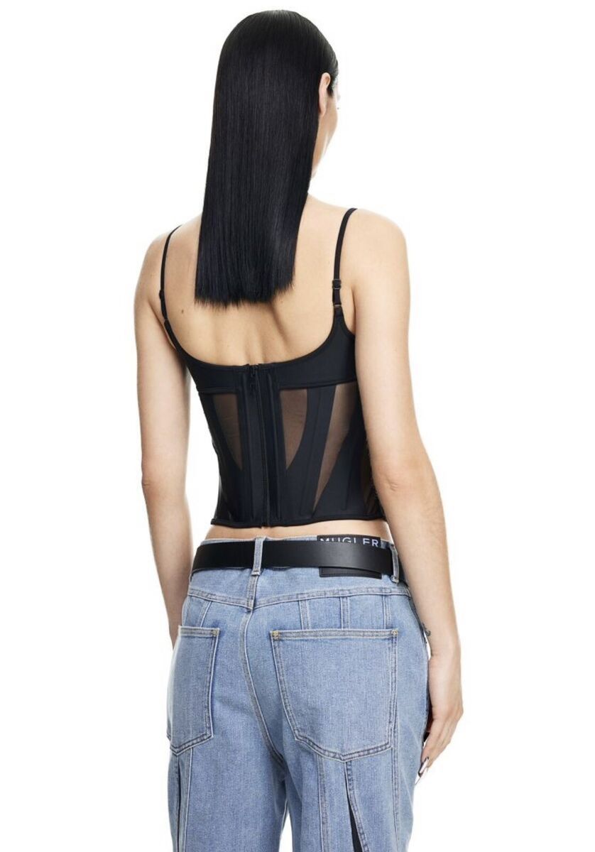 Mugler Mugler x H&M Mesh-Paneled Corset Top Black Size M Size M / US 6-8 / IT 42-44 - 4 Thumbnail