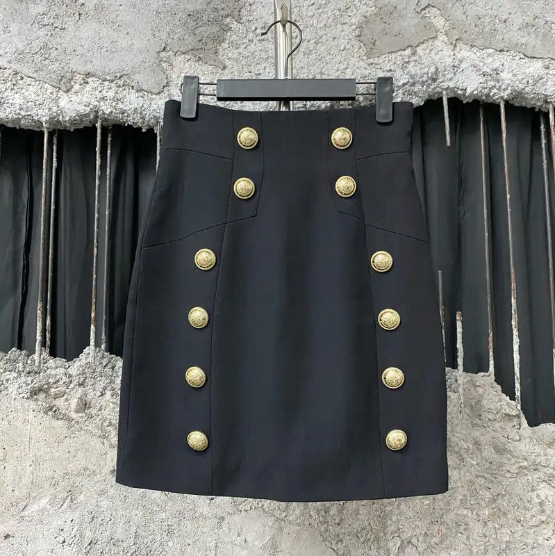 Balmain Balmain Black A-Line Skirt for Women 0089 Size 30" / US 8 / IT 44 - 1 Thumbnail