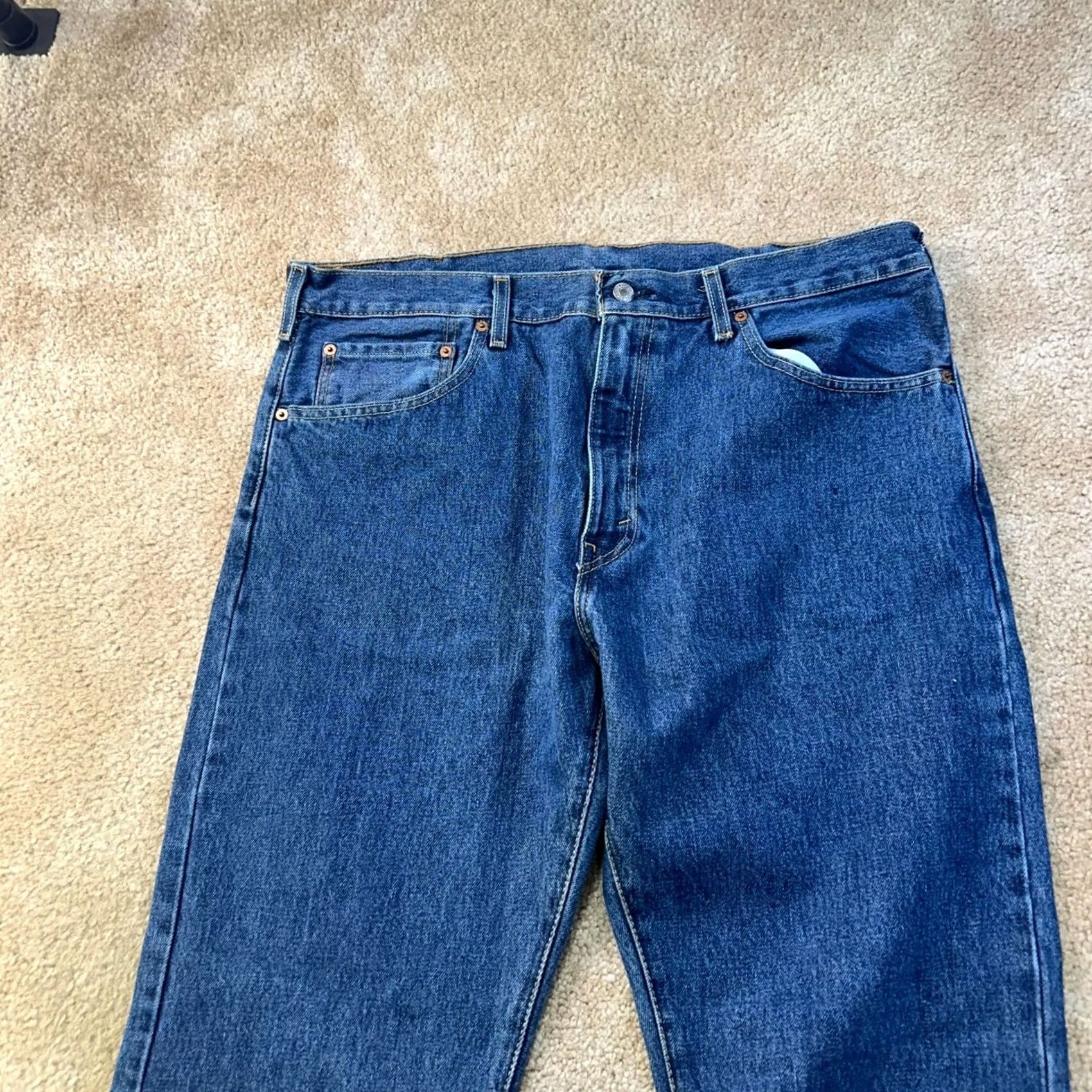 Levi's Levi's 517 Bootcut Jeans Mens 38x32 Blue Denim Pants Cowboy western Slim Regular Fit 5-Pocket USA Leather Logo Bag Closure Zip Belt Loops Distressed Size US 38 / EU 54 - 2 Thumbnail