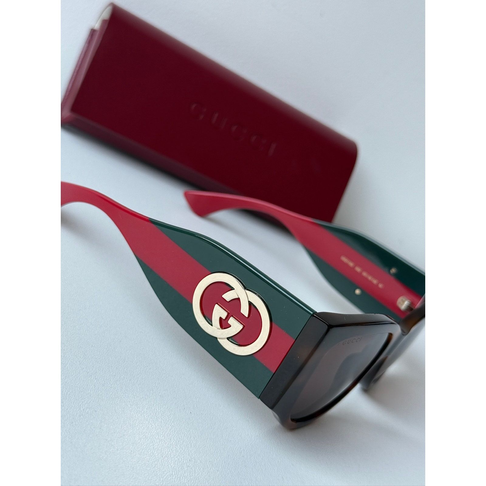 Gucci NEW Gucci GG2115S Havana Thick Leg Striped Sunglasses $480 Size ONE SIZE - 3 Thumbnail