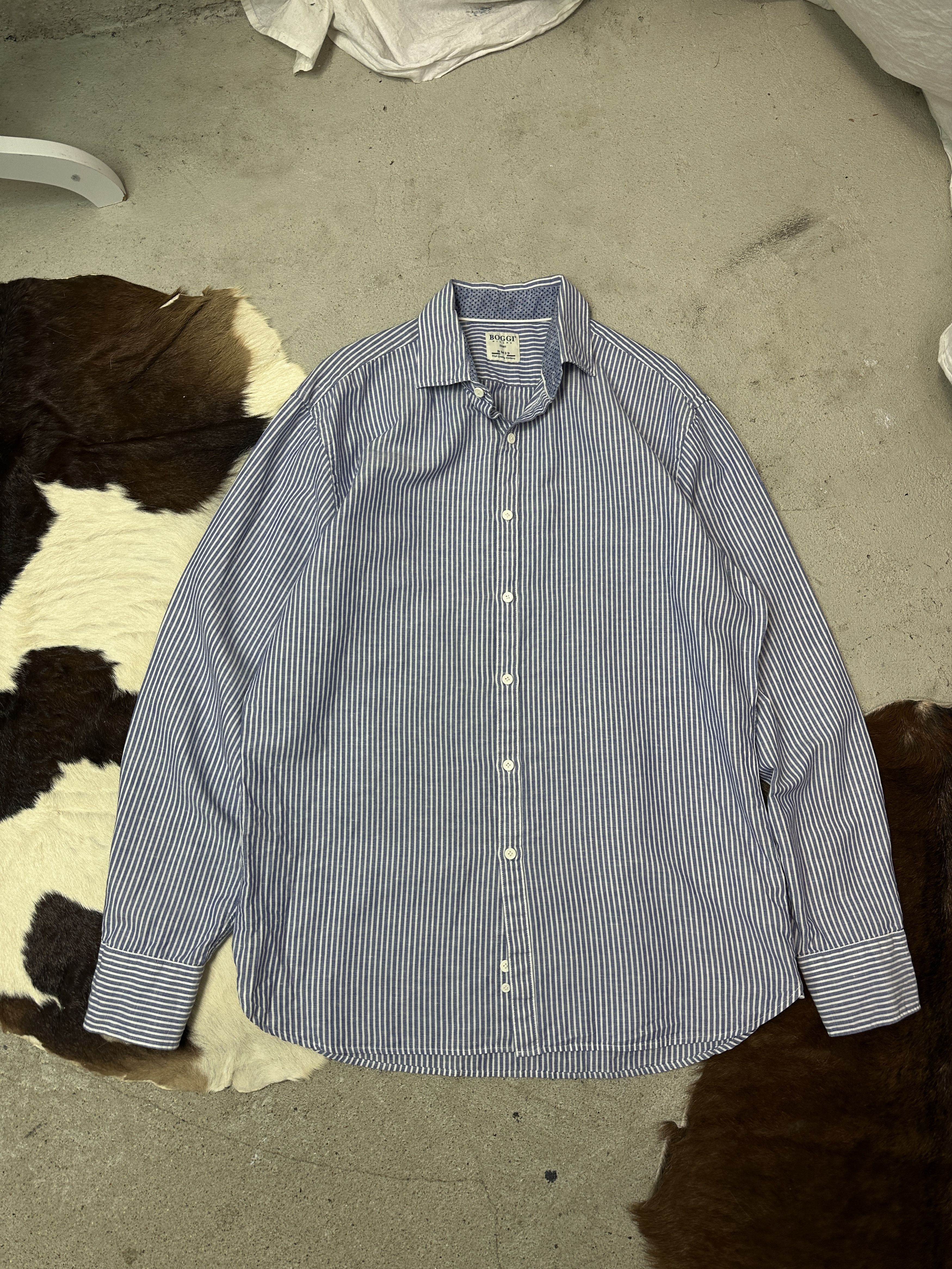 Boggi Vintage Linen Striped Classy Boggi Milano Shirt Y2K Size US XL / EU 56 / 4 - 1 Thumbnail