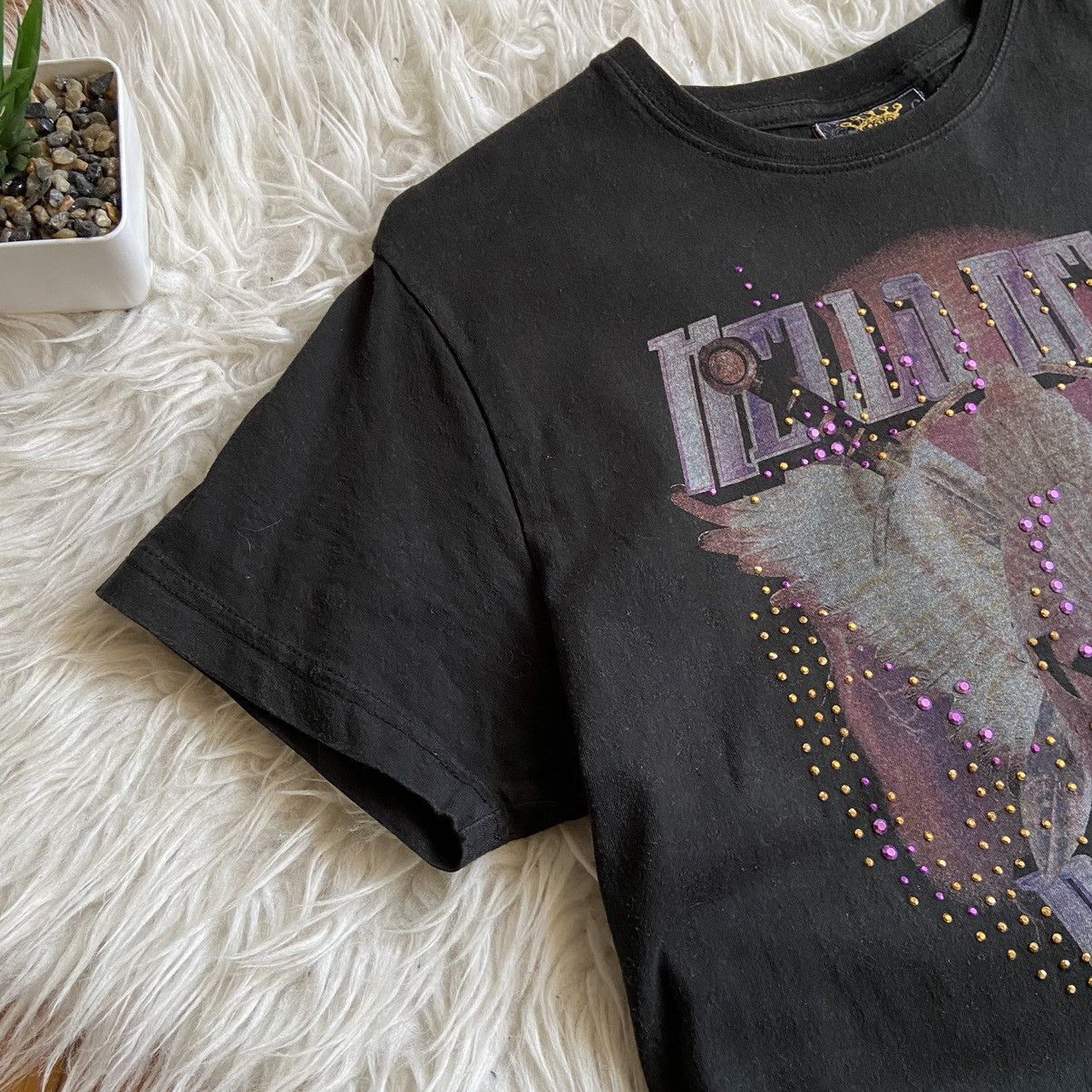 If Six Was Nine 📌 Vintage Fishbone Skull Graphic Y2K Rhinestones Tee Size S / US 4 / IT 40 - 6 Thumbnail