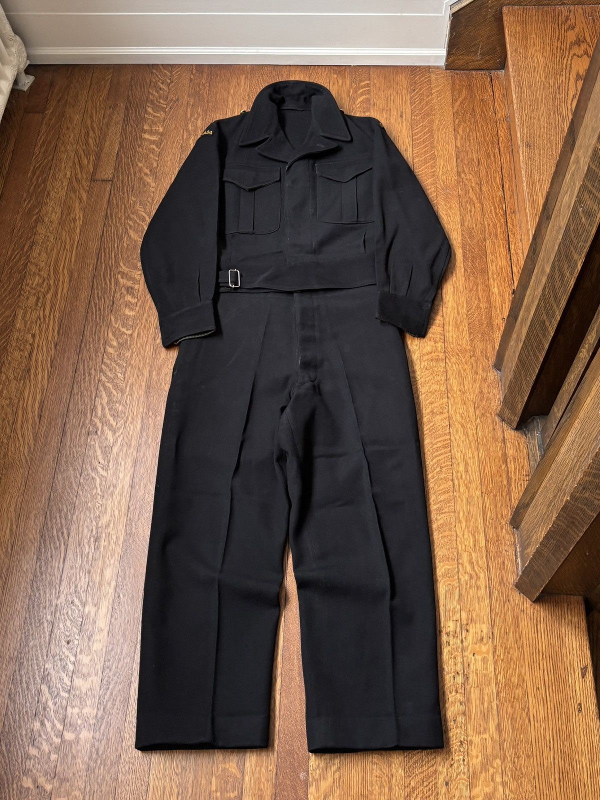 Vintage 1950s Wool Suit WW2 Korean War Canadian Battledress Set Size 36R - 18 Thumbnail
