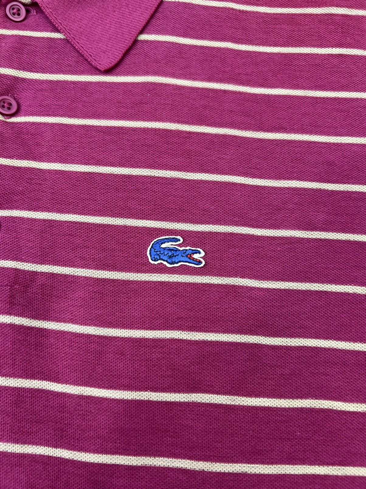 Lacoste Vintage 90s LacosteStripedPoloShirt Pink Beige SingleStitch Size US M / EU 48-50 / 2 - 2 Thumbnail