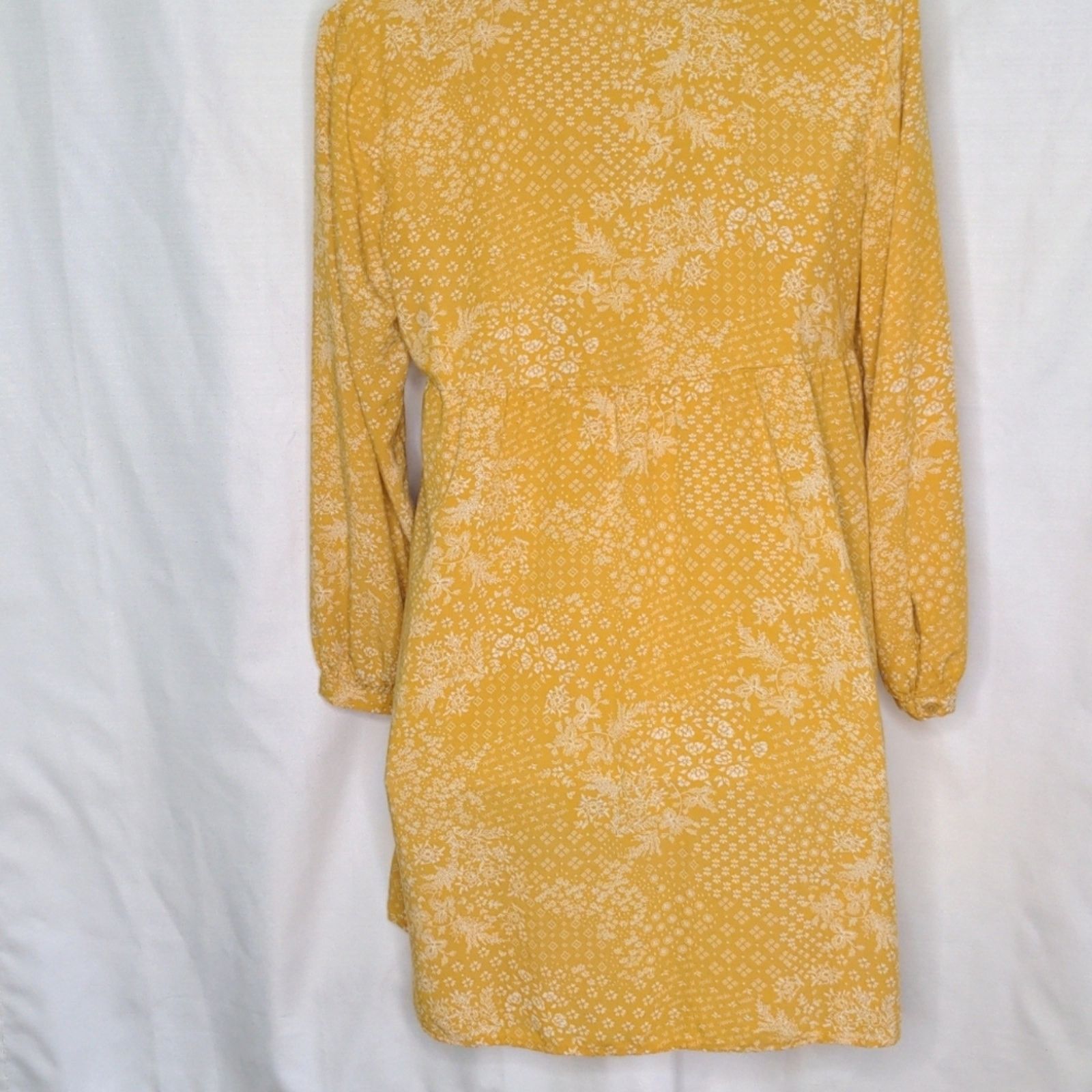 Old Navy OLD NAVY Mustard Yellow Floral Print Boho V-Neck Dress Med Size M / US 6-8 / IT 42-44 - 6 Thumbnail