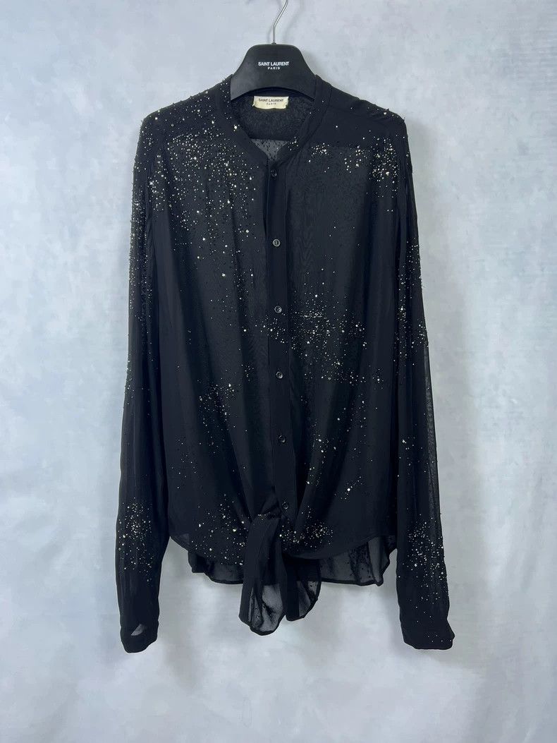 Yves Saint Laurent Saint Laurent size 39 20ss Organza Rhinestone Galaxy Shirt Size US M / EU 48-50 / 2 - 1 Thumbnail