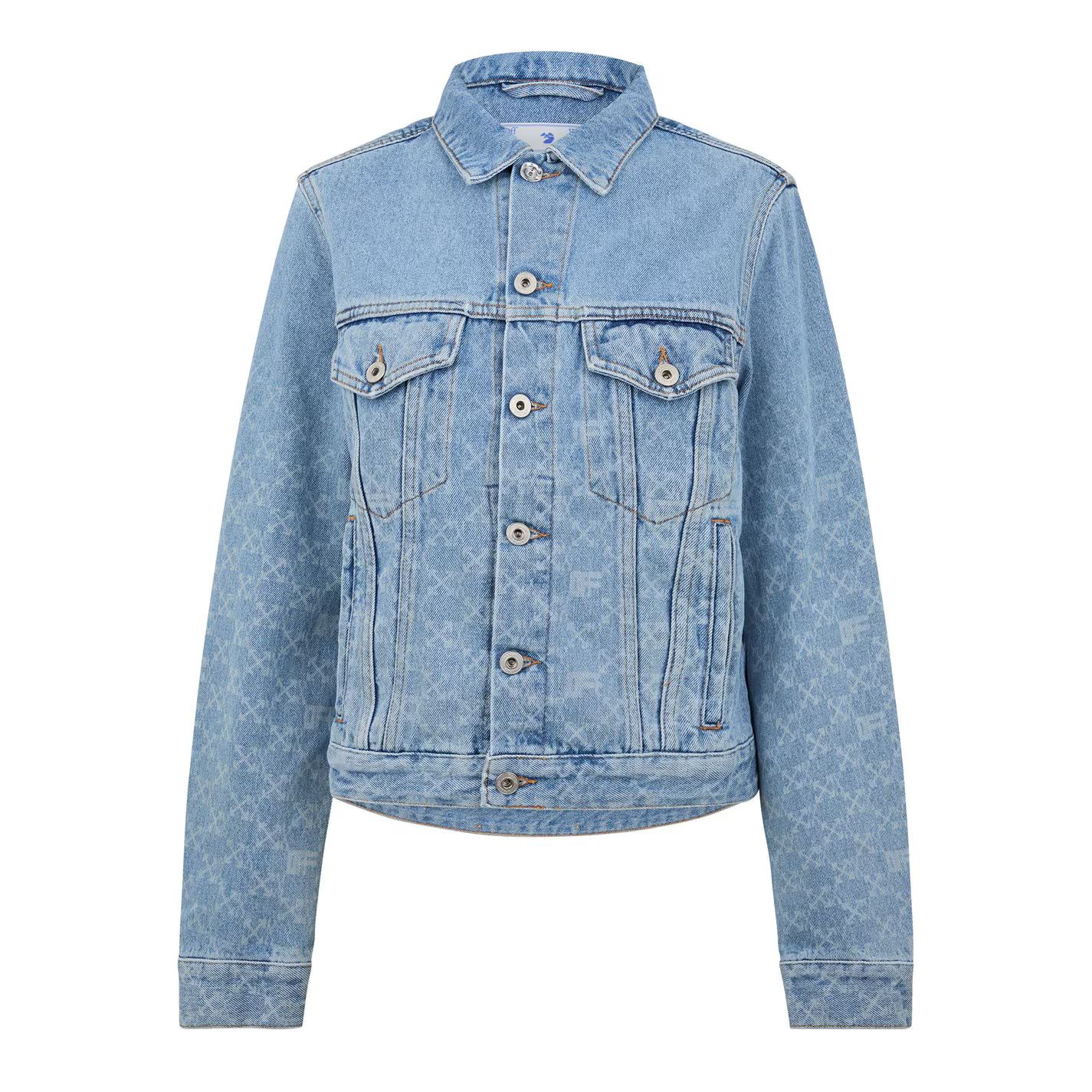 o1g2r1mq0125 Monogram Denim Jacket in Light Blue