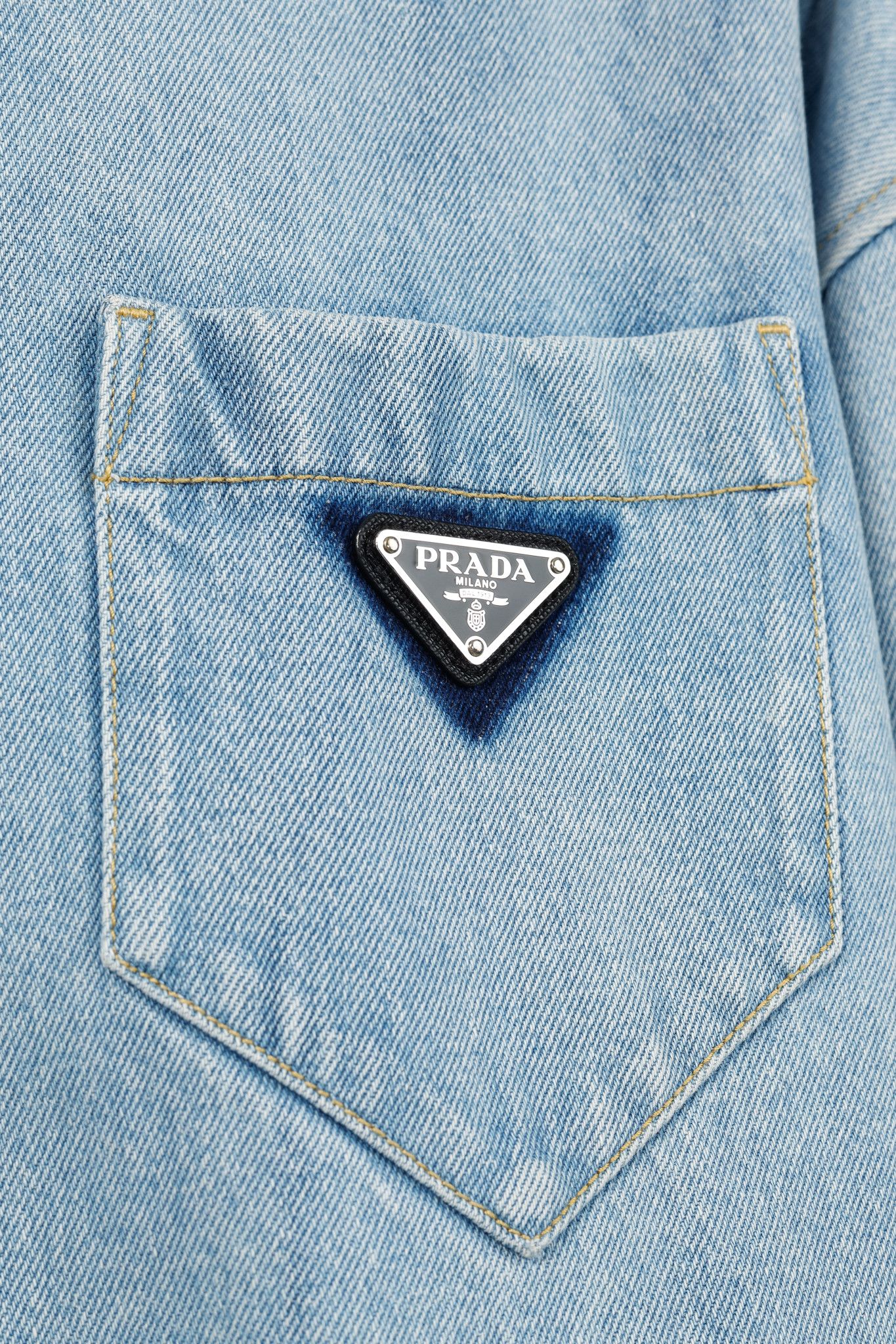 Prada Prada Bleu Distressed Oversized Organic Denim Shirt Size XS / US 0-2 / IT 36-38 - 6 Thumbnail