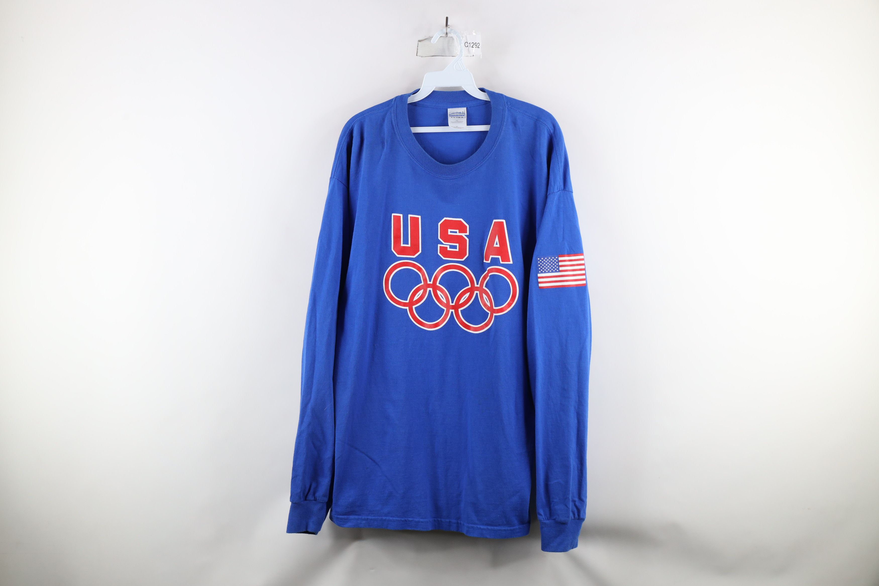 Vintage Vintage 90s USA Olympics Long Sleeve T-Shirt Blue Cotton Size US XL / EU 56 / 4 - 1 Thumbnail