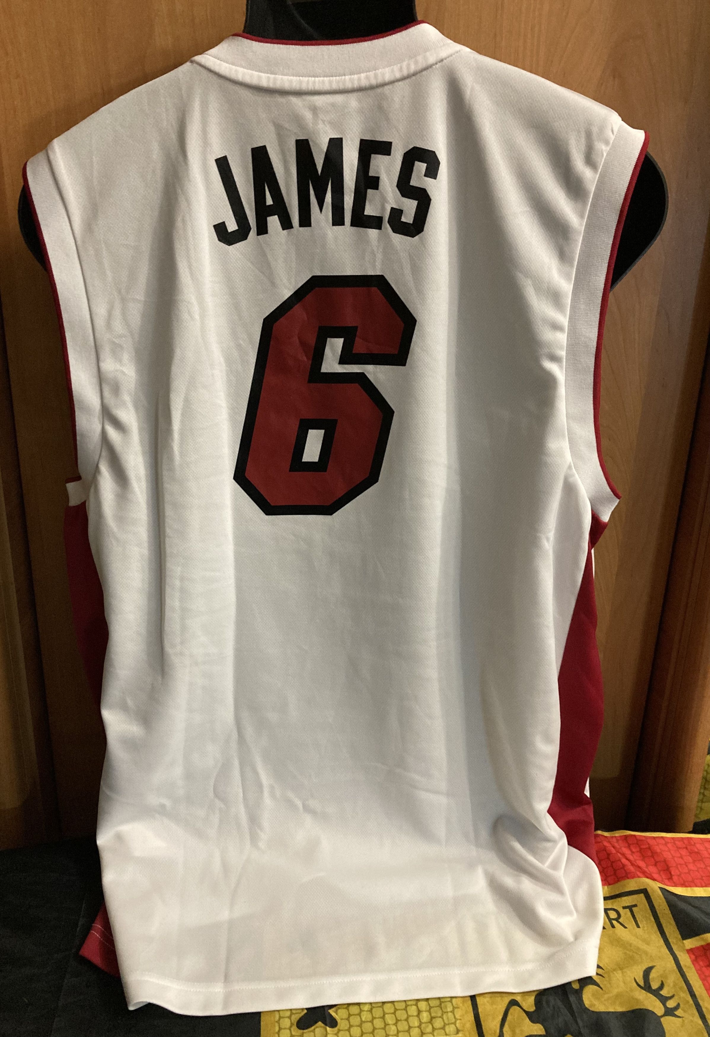 NBA Miami Heats Lebron James Adidas Jersey Mens Large White #6 Size US L / EU 52-54 / 3 - 2 Thumbnail