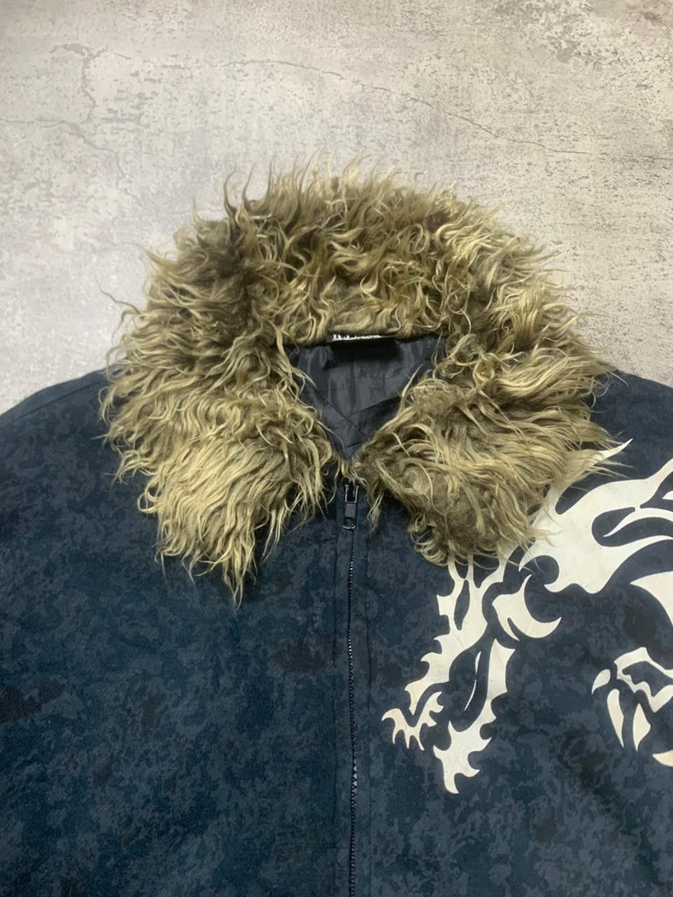 Japanese Brand 2000s DJ Free Dragon Art Fur Zip Up Jacket Size US L / EU 52-54 / 3 - 6 Thumbnail