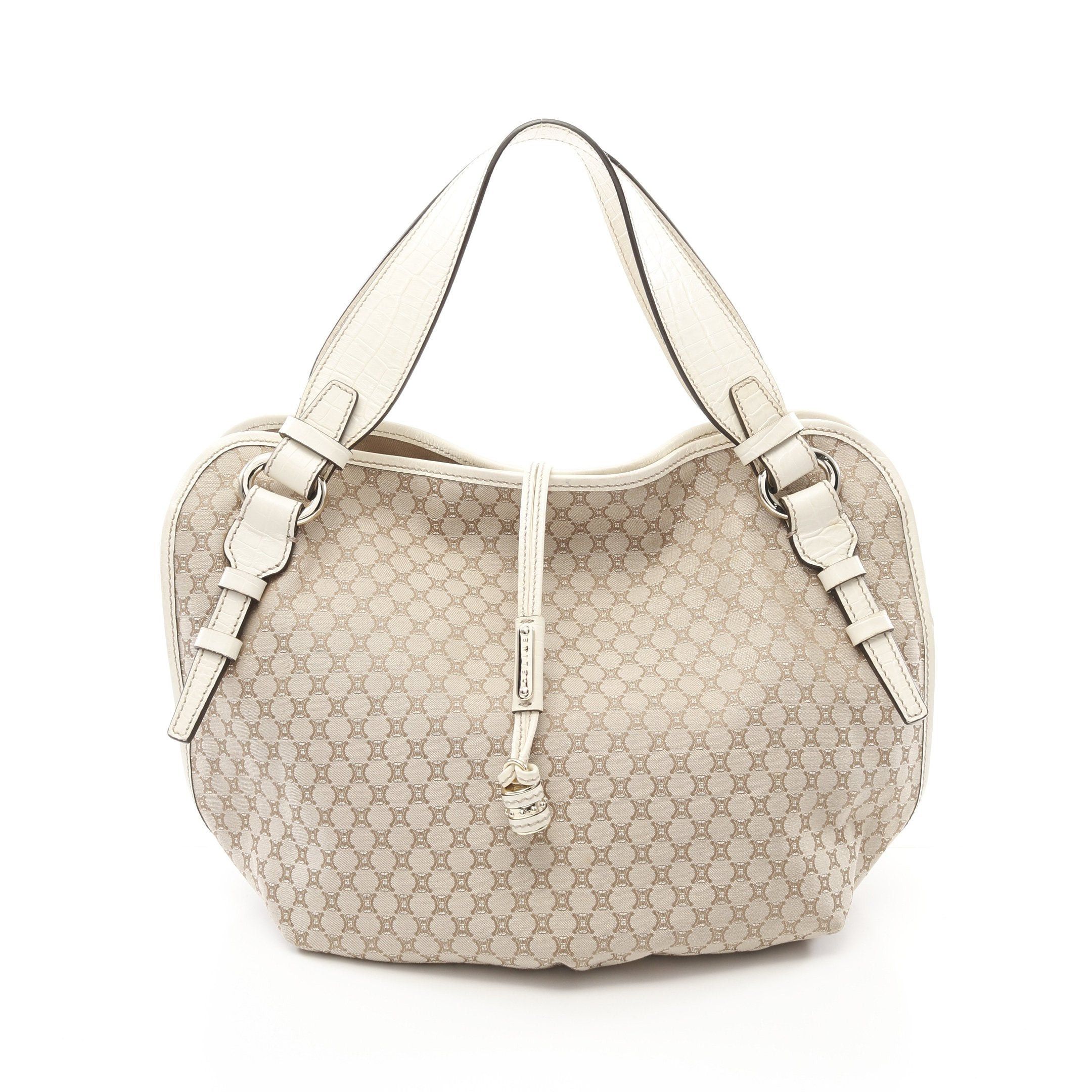 Celine Celine Bitter Sweet Macadam Handbag Canvas Leather Beige Off White Croc Embossed Size ONE SIZE - 1 Thumbnail