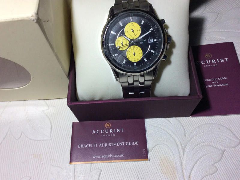 Designer Accurist men's yellow dial stainless steel watch Size ONE SIZE - 6 Thumbnail