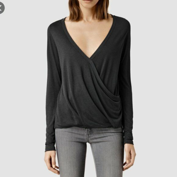 Allsaints Alllsaints Kerin LS Top Wrap Effect Long Sleeve Tee Ladies Size M / US 6-8 / IT 42-44 - 1 Thumbnail