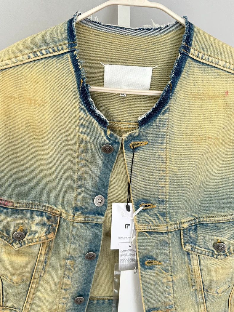 Maison Margiela Maison Margiela Fur-edged collarless old denim jacket 2501- Size US XXS / EU 40 - 2 Thumbnail