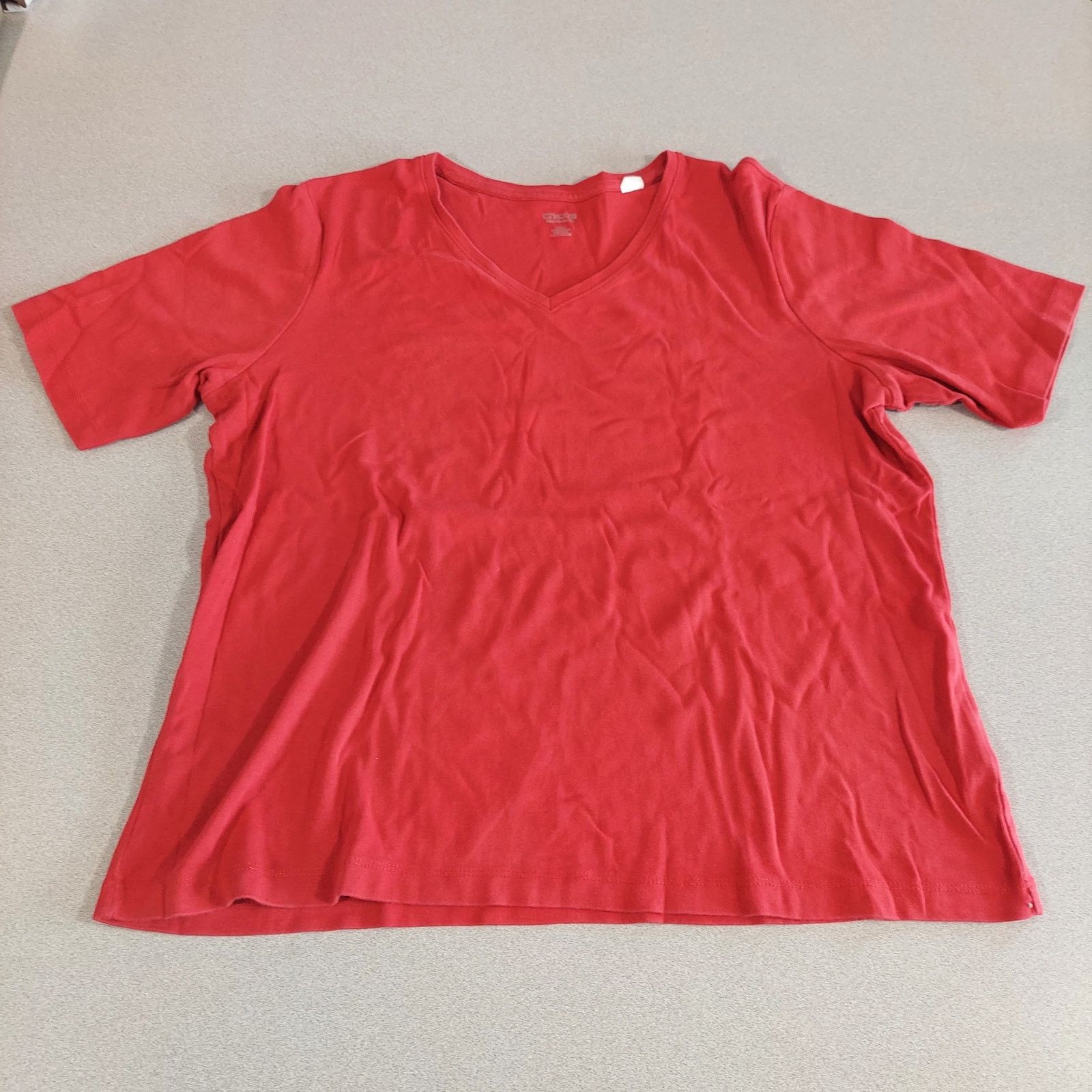 Chicos Chico's Shirt Women's Size XL Red V-Neck Short Sleeve Tee Size XL / US 12-14 / IT 48-50 - 1 Thumbnail