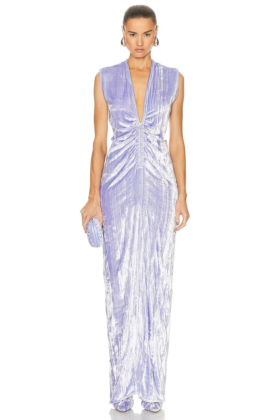Bottega Veneta o1bcso1str0225 Text Viscose Silk Velvet Dress in Purple Size L / US 10 / IT 46 - 1 Thumbnail