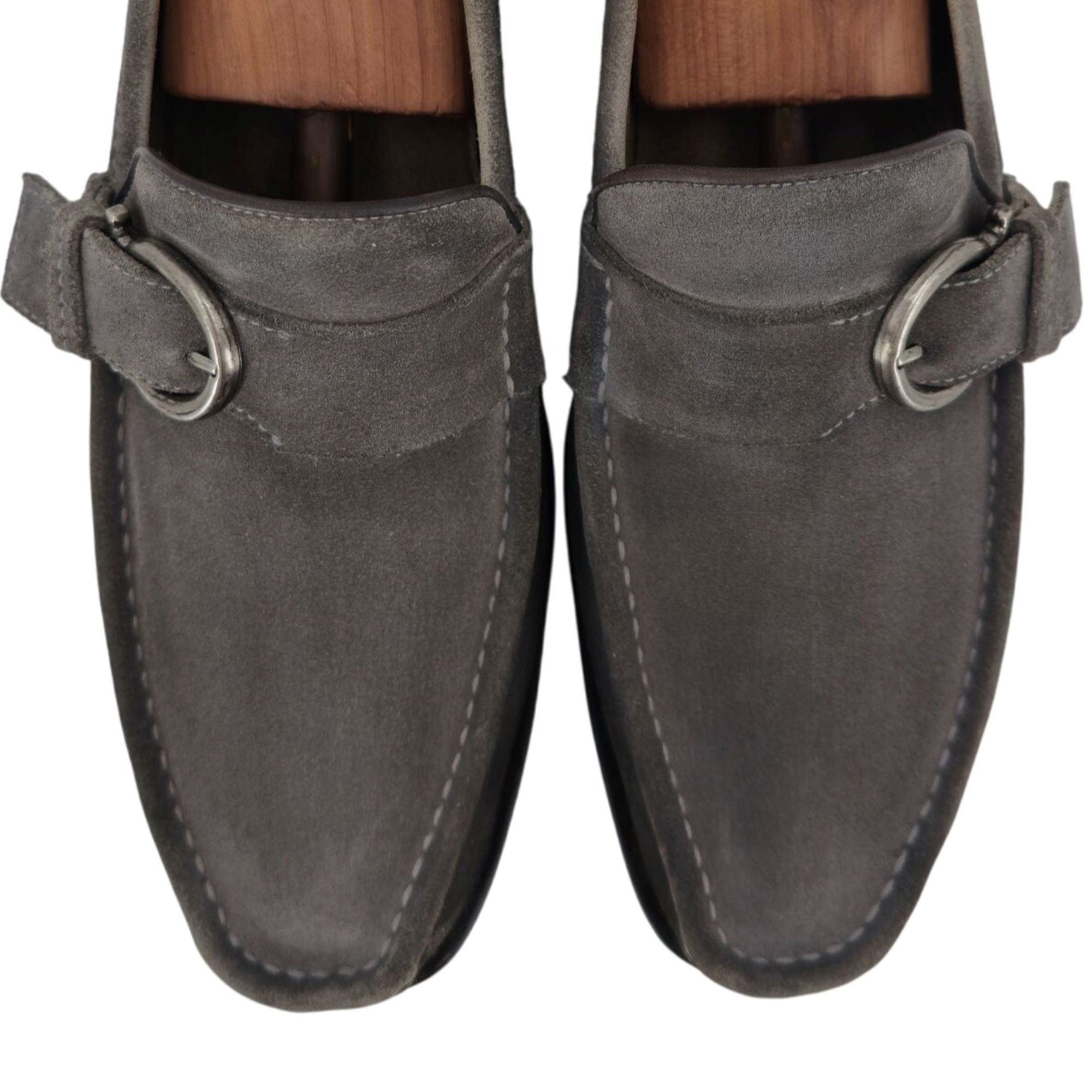 Salvatore Ferragamo Salvatore Ferragamo Italy Gray Suede Buckle Moccasin Loafers Size US 9.5 / EU 42-43 - 10 Thumbnail