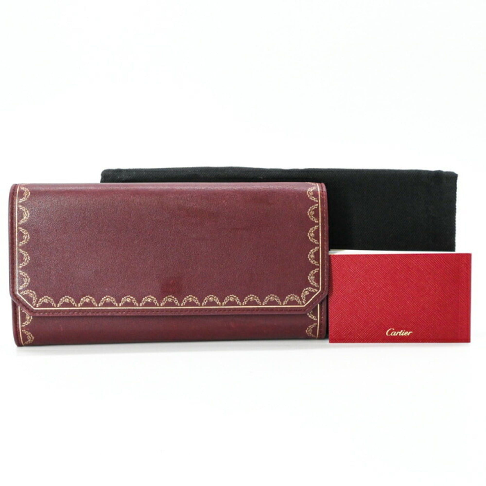 Cartier Cartier Garland de Leather Long Wallet, Bordeaux, Women's, L3001753 Size ONE SIZE - 1 Thumbnail