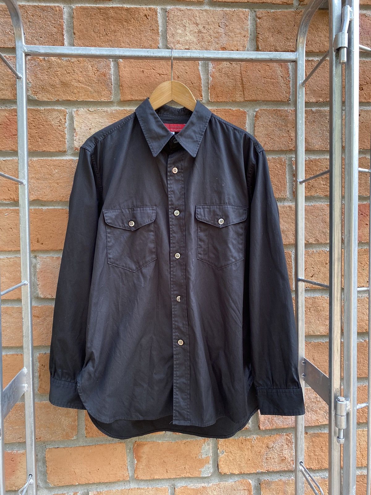 image of Ys Y’S Yohji Yamamoto 2 Pocket Black Shirt, Men's (Size Large)