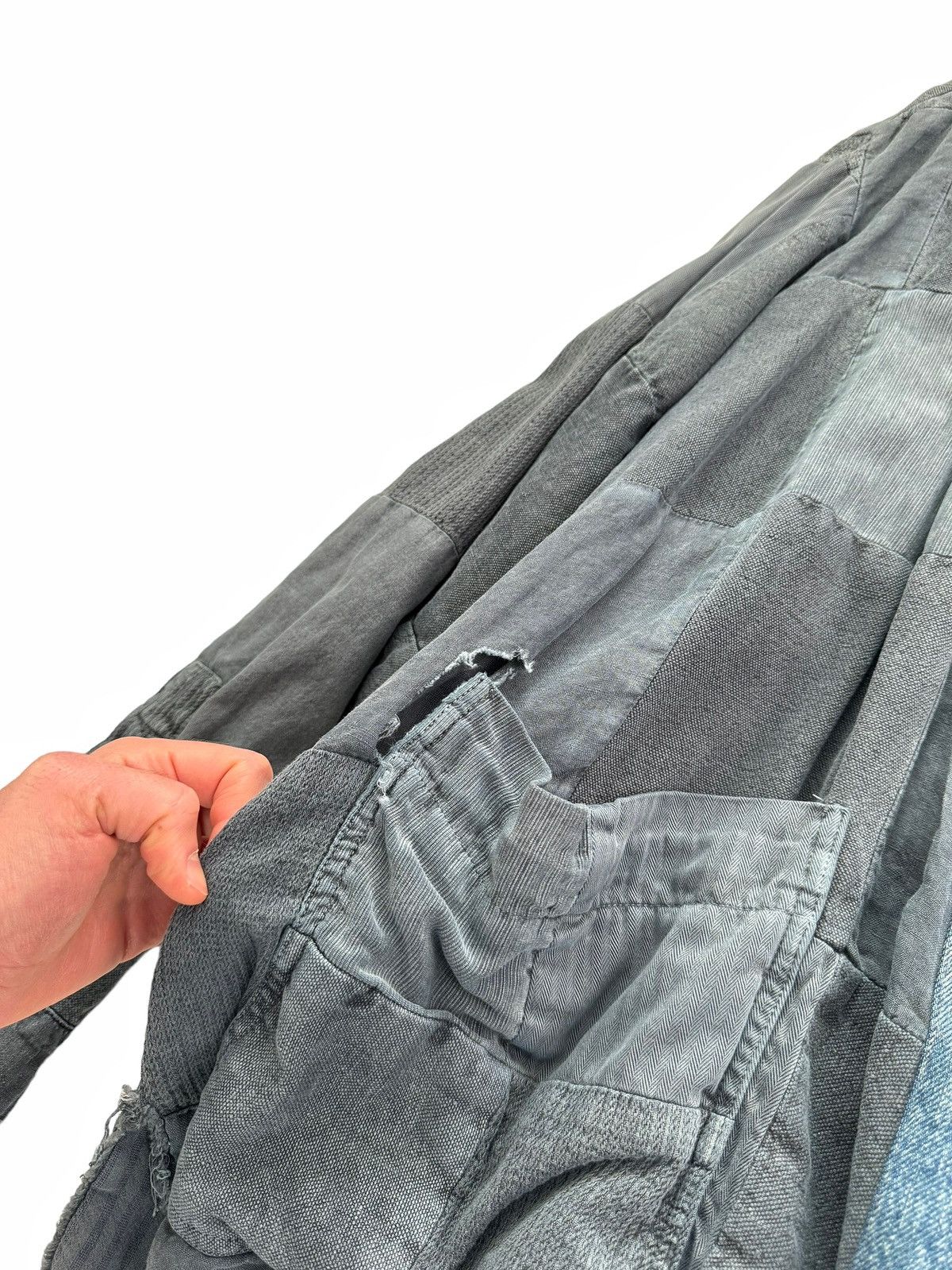 Greg Lauren Sz3 Sample Grey Washed Vintage Fabric GL1 Patchwork Kimono Size US L / EU 52-54 / 3 - 9 Thumbnail