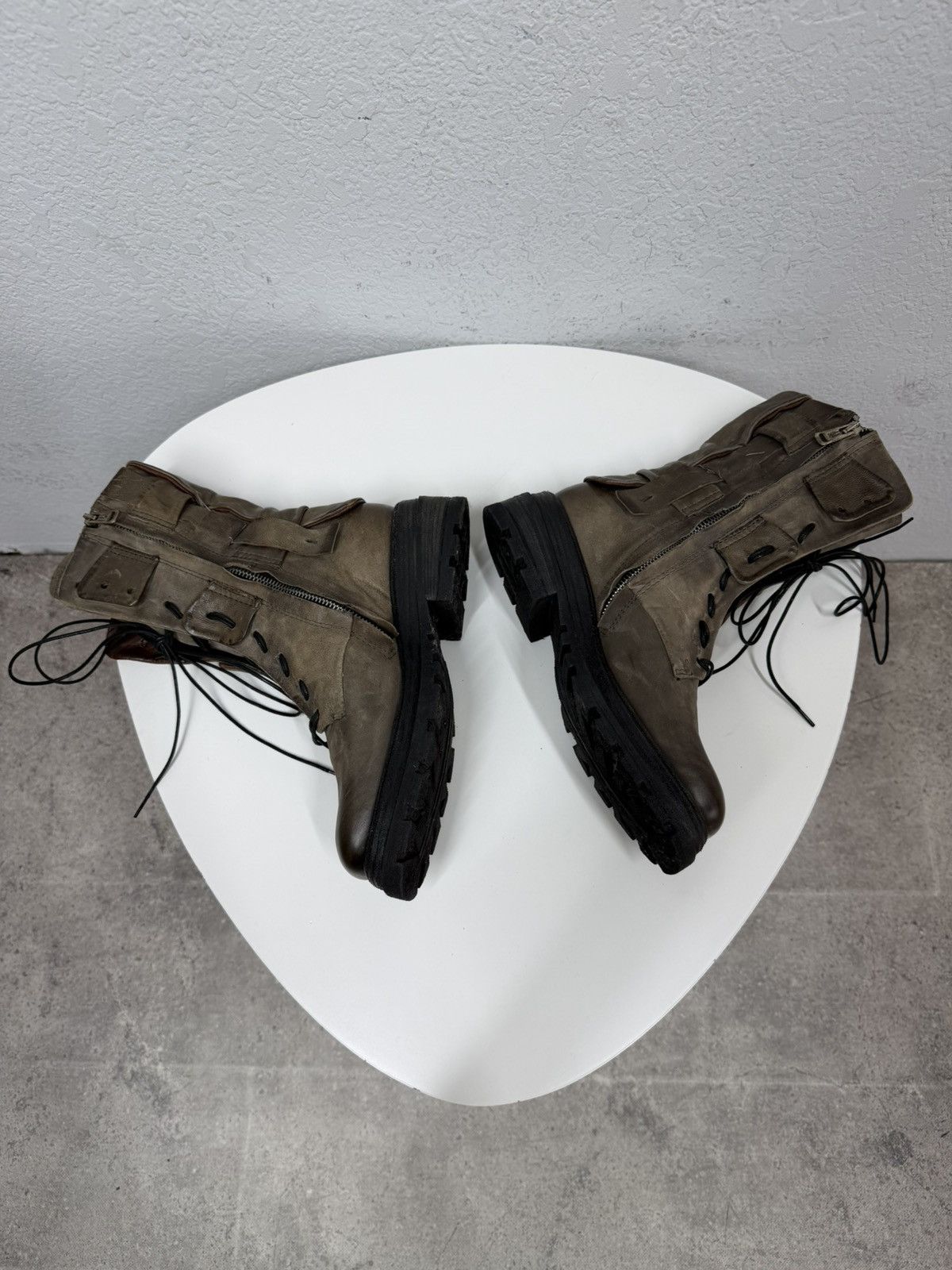 If Six Was Nine AS 98 Vibe Artisan Brown Leather Side Zip Ankle Biker Boots Size US 7.5 / EU 40-41 - 14 Thumbnail