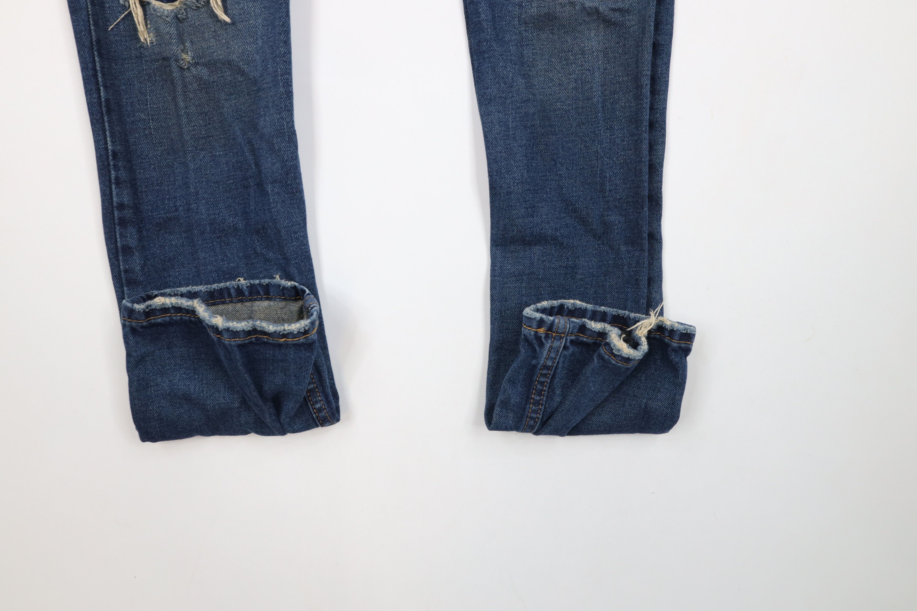 Levi's × Vintage Vintage Y2K Levis Ripped Slim Fit Denim Jeans Blue Cotton Size US 33 - 5 Thumbnail