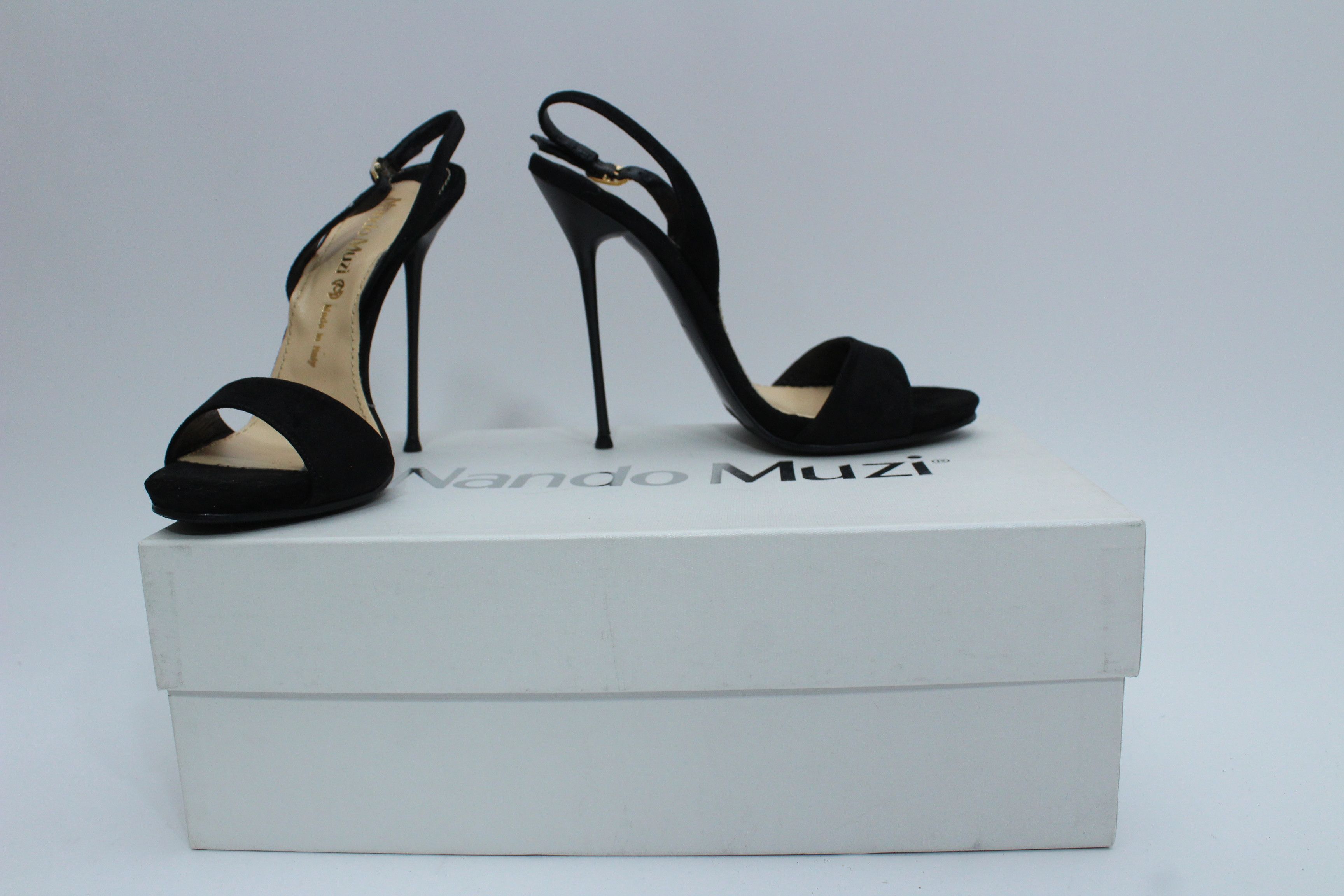 Other Nando Muzi Suede High Heel Sandals Black 37 Size US 7 / IT 37 - 1 Thumbnail