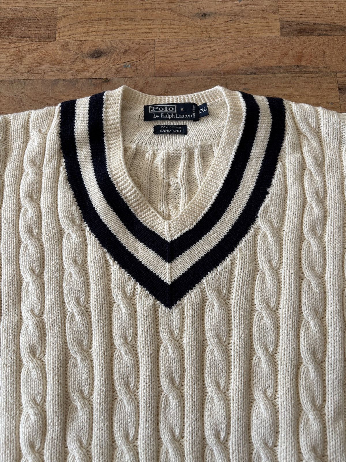 Ralph Lauren Vintage Ralph Lauren Tennis Chunky CableKnit Cricket Sweater Size US XXL / EU 58 / 5 - 4 Thumbnail