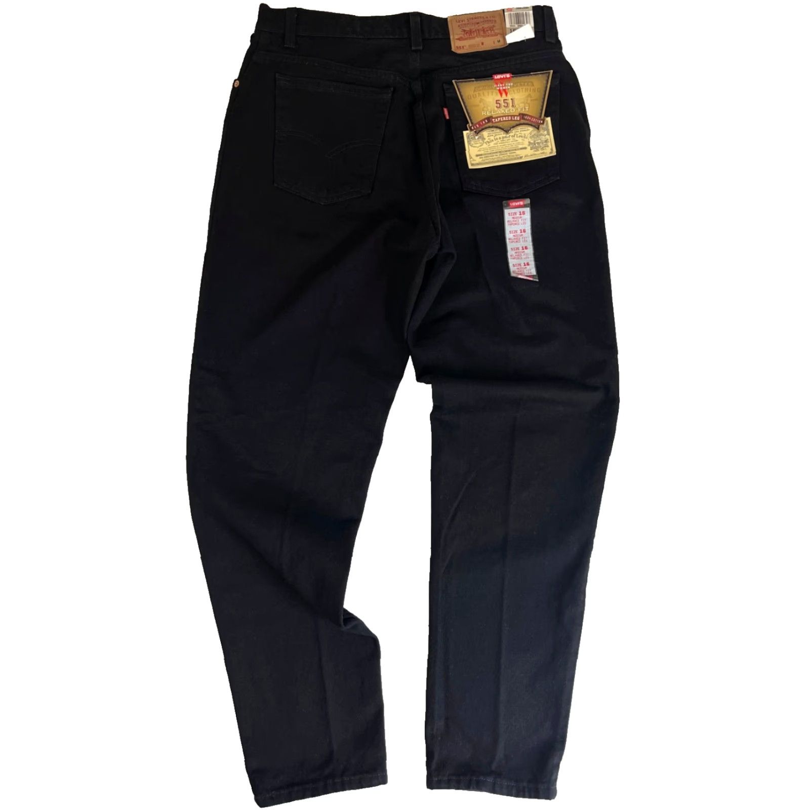 Levi's VINTAGE Levi's 551 Jeans Women’s Black 16 NWT Relaxed Fit Tapered Leg 90s USA 32.5 Inseam 100% Cotton Denim Jeans Mens? Size 38" / US 16 / IT 52 - 2 Thumbnail