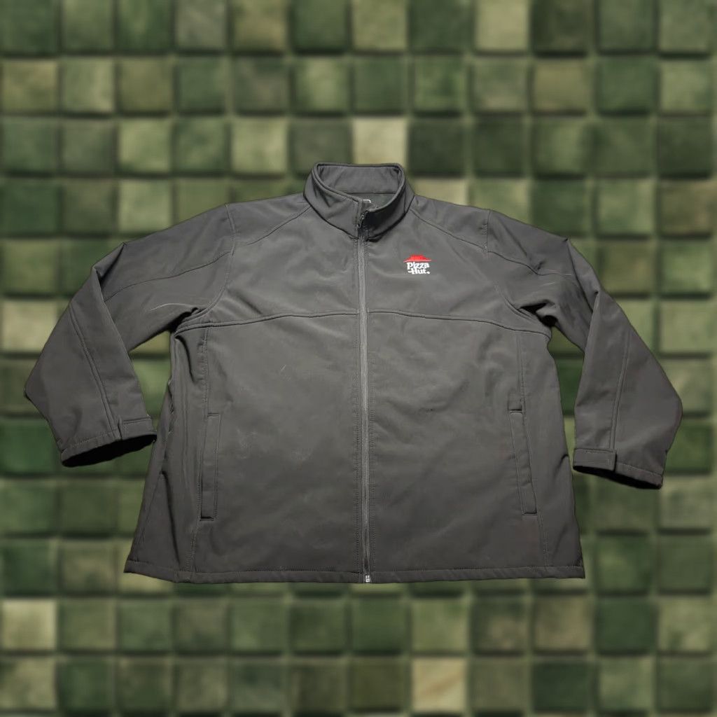 VINTAGE Pizza Hut Employee Jacket Mens 2X Black Workwear Full Zip Soft Shell IQ Apparel